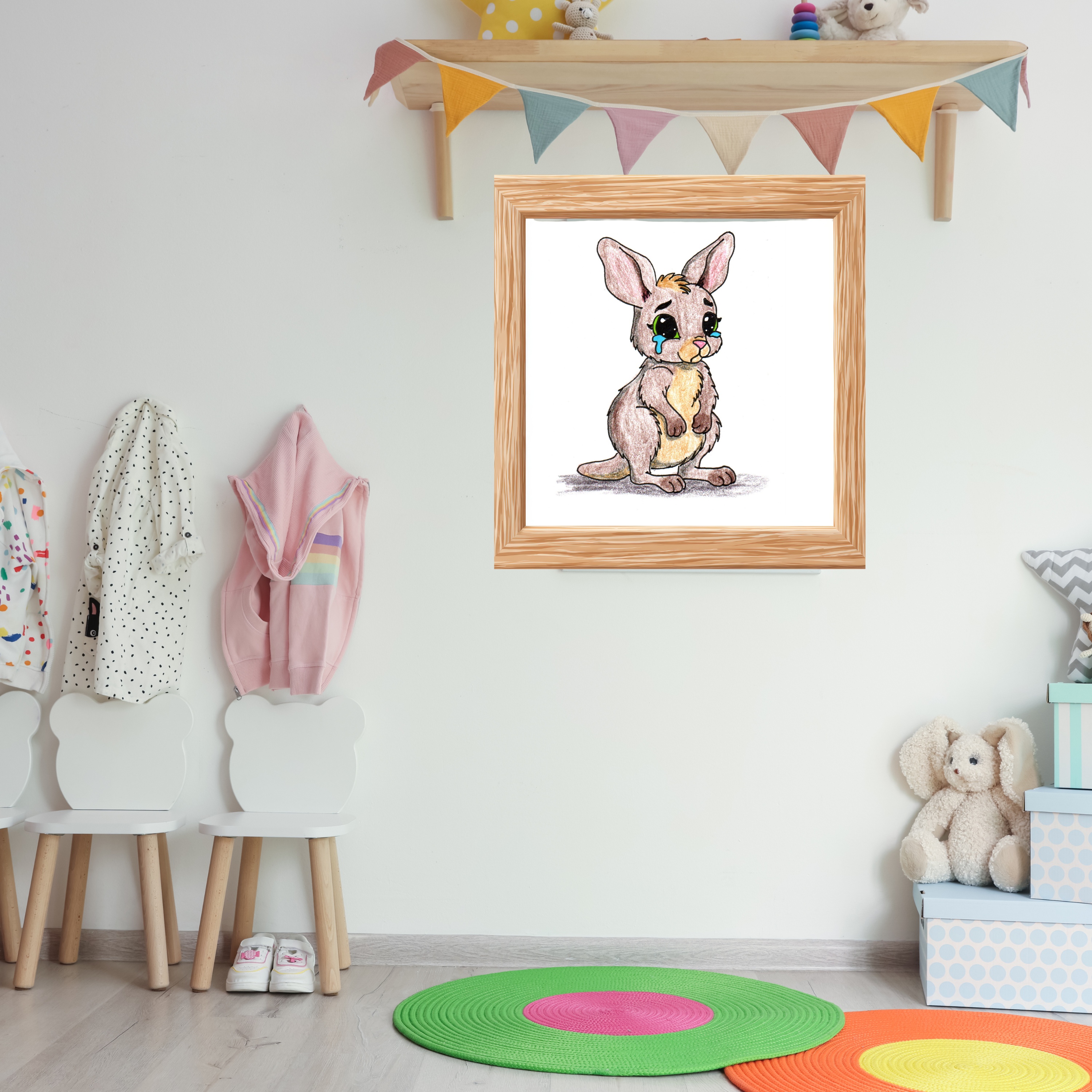 Joey Lost Her Mom | Hand-Drawn Baby Kangaroo Art Print | Cute Wall Decor