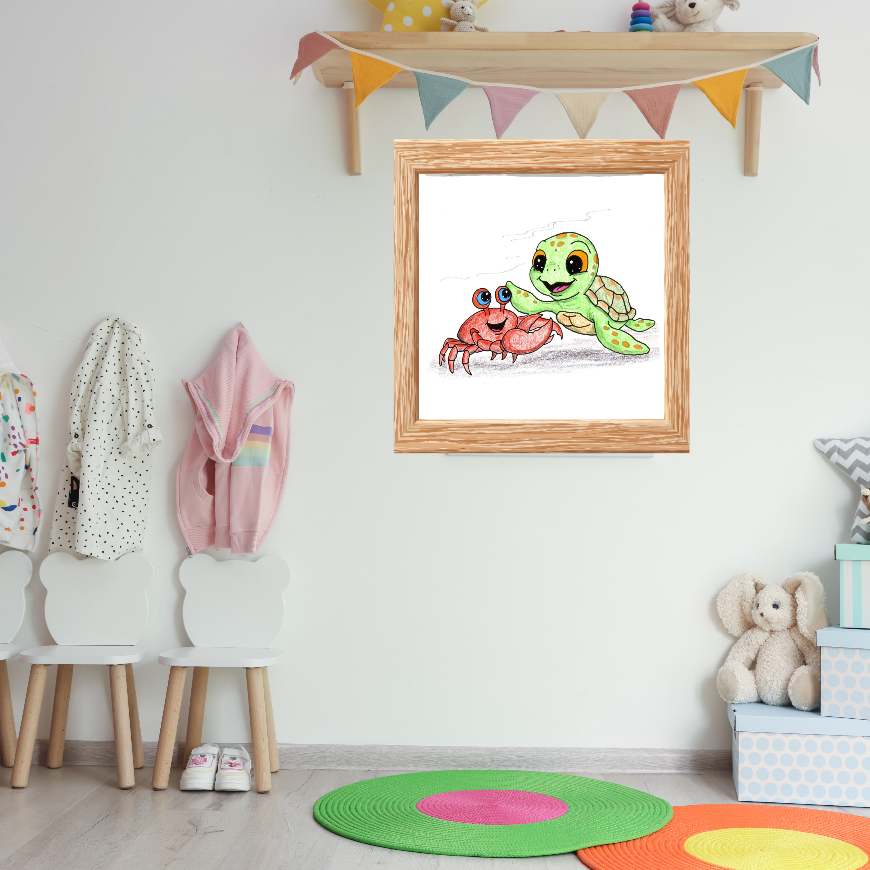 Sea Turtle Found Her Best Friend | Hand Drawn Ocean Animal Print