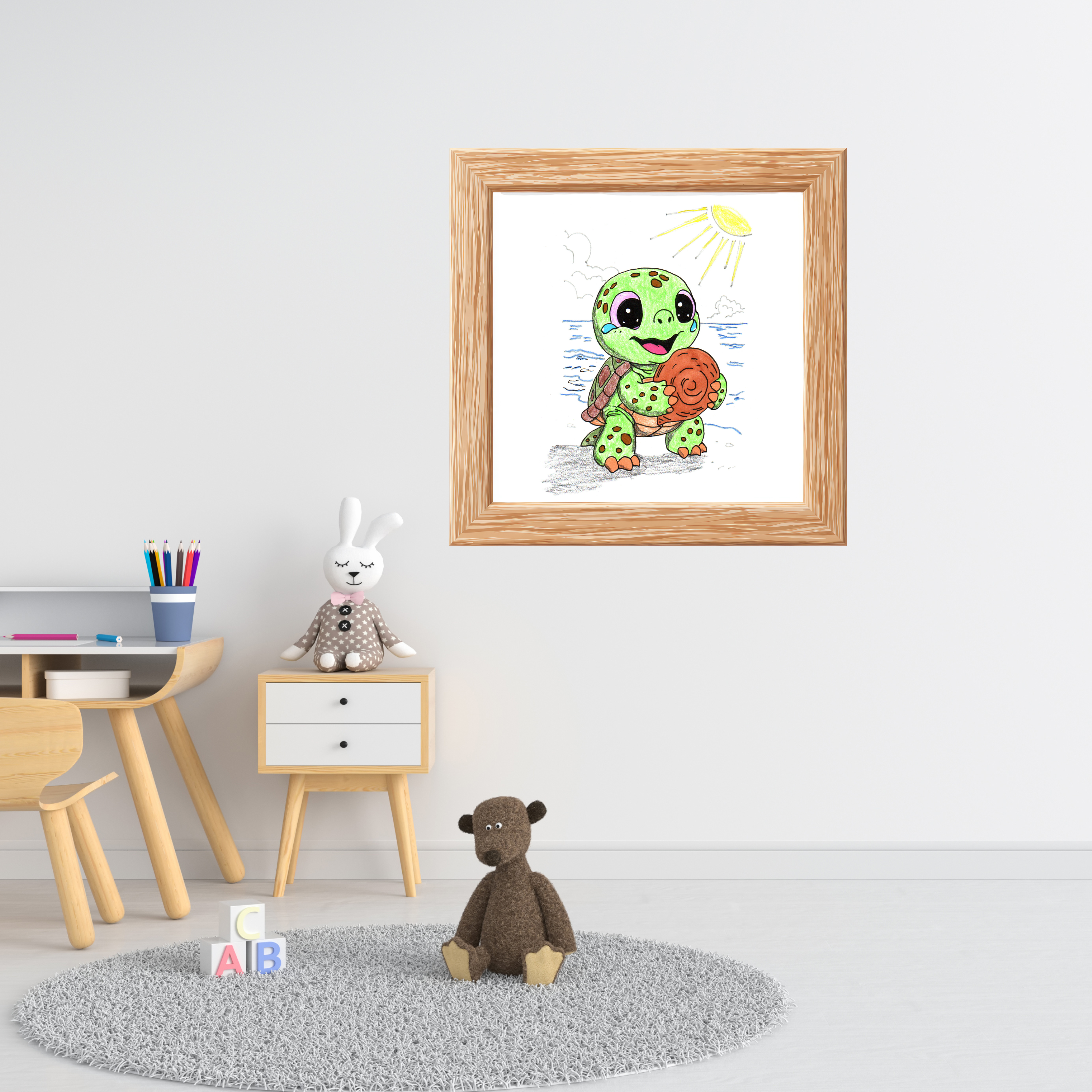 Sea Turtle Found Her Shell Print, Ocean Nursery Story Wall Decor