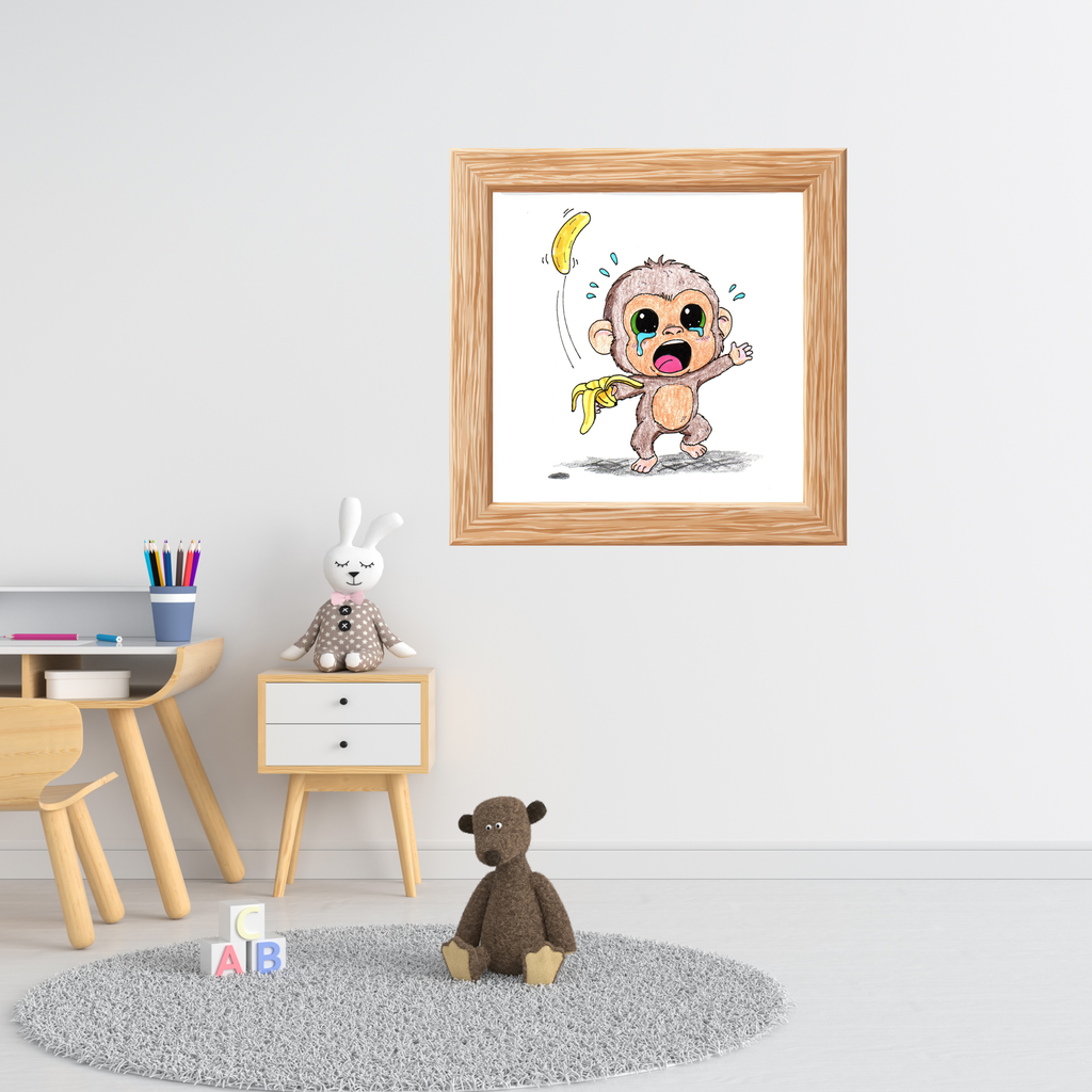 Lost Banana Monkey Print | Cute Sad Monkey Wall Art | Lost & Found Critter Illustration
