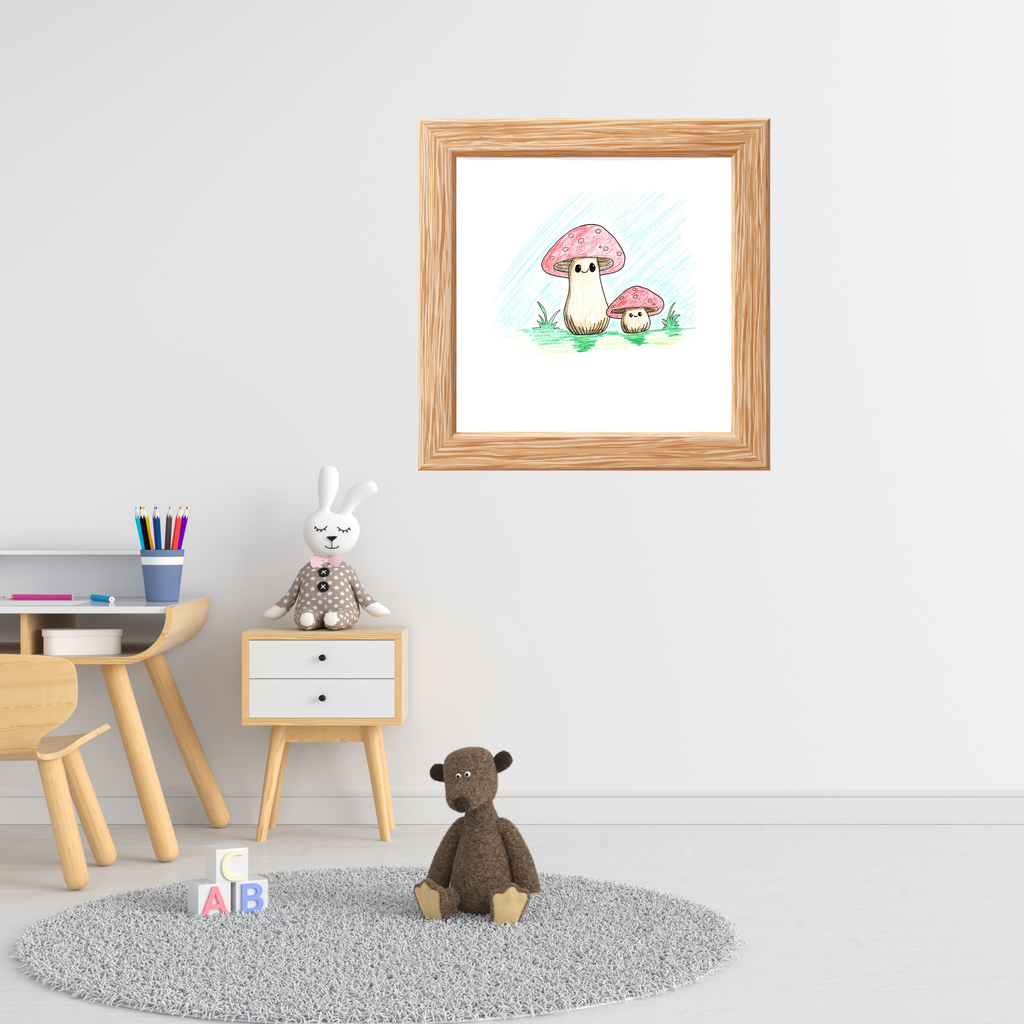 Cute Smiling Mushroom Print | Hand Drawn Fairy Art | 8 X 10