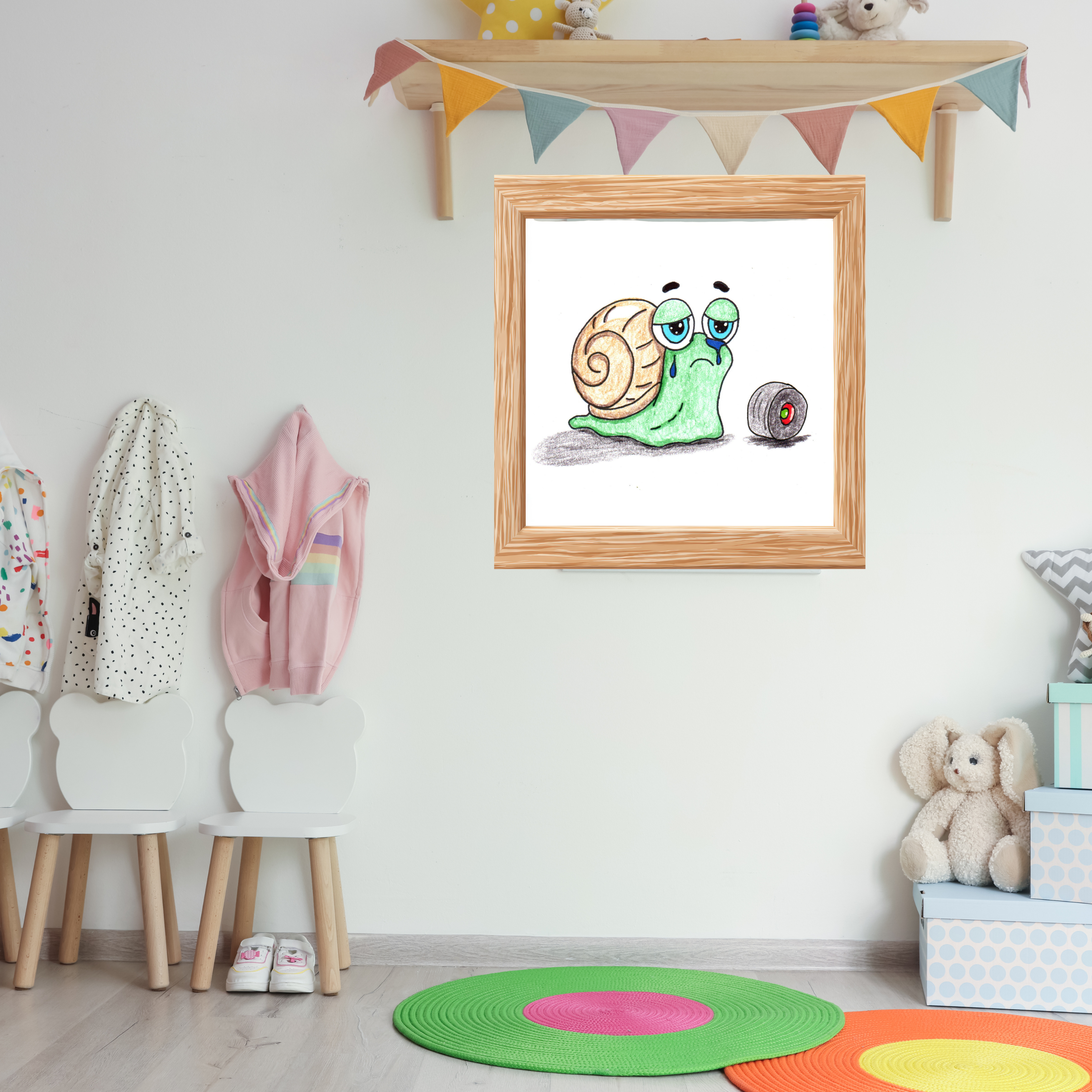 She Lost Her Wheel | Sad Snail Wall Art | Hand Drawn Lost & Found Critter Digital Download