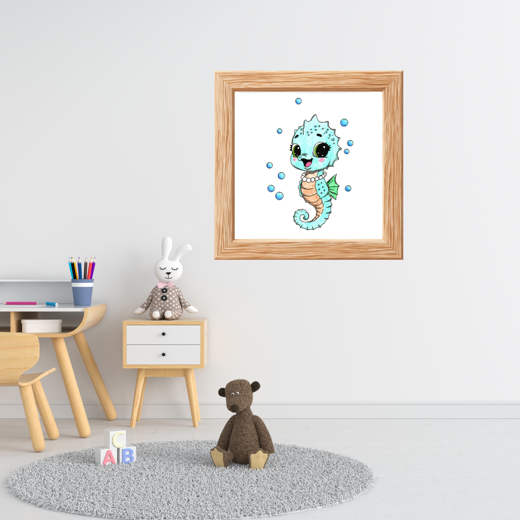 She Found Every Pearl! Seahorse Art Print | Hand-Drawn Seahorse Gift