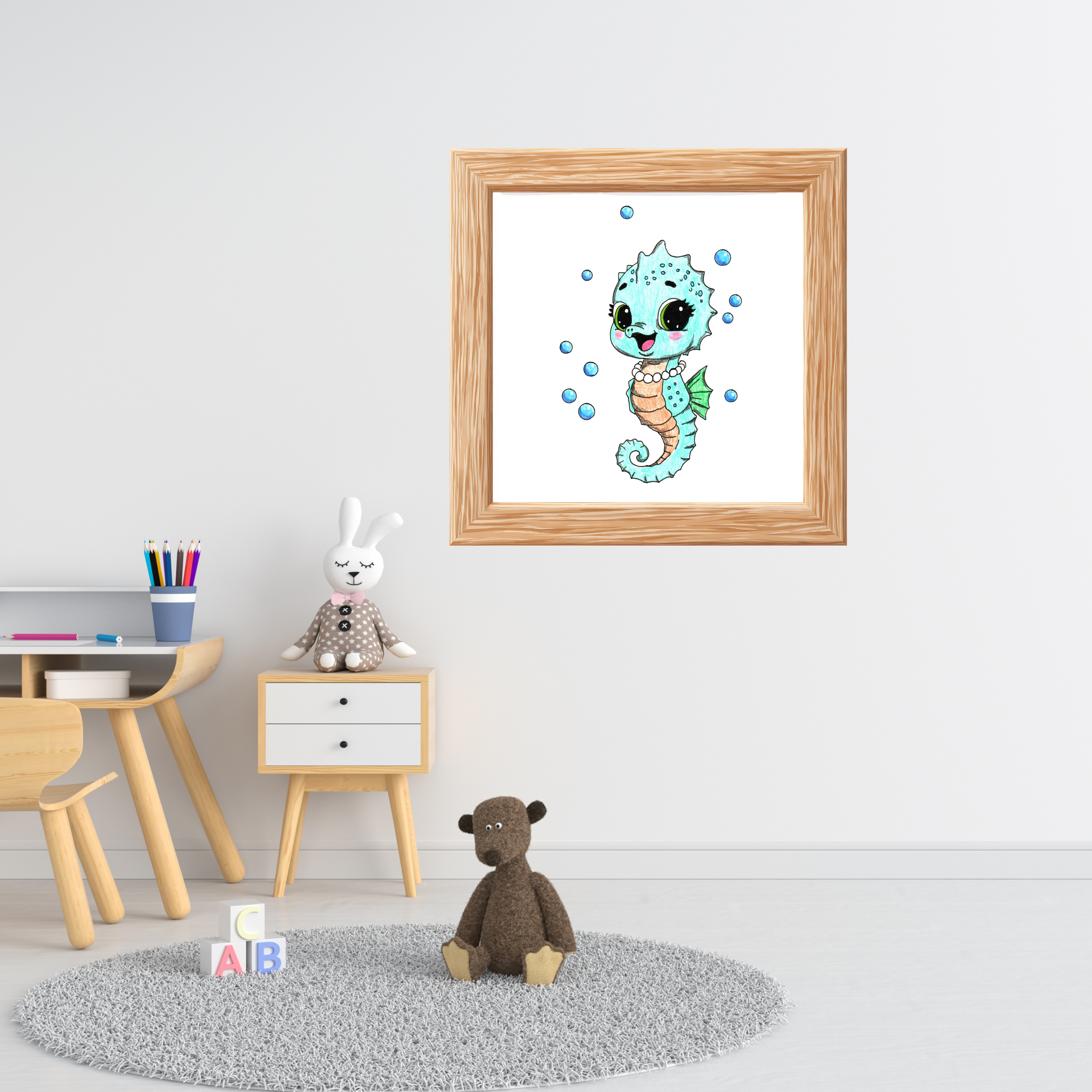 She Found Every Pearl! Seahorse Art Print | Hand-Drawn Seahorse Gift