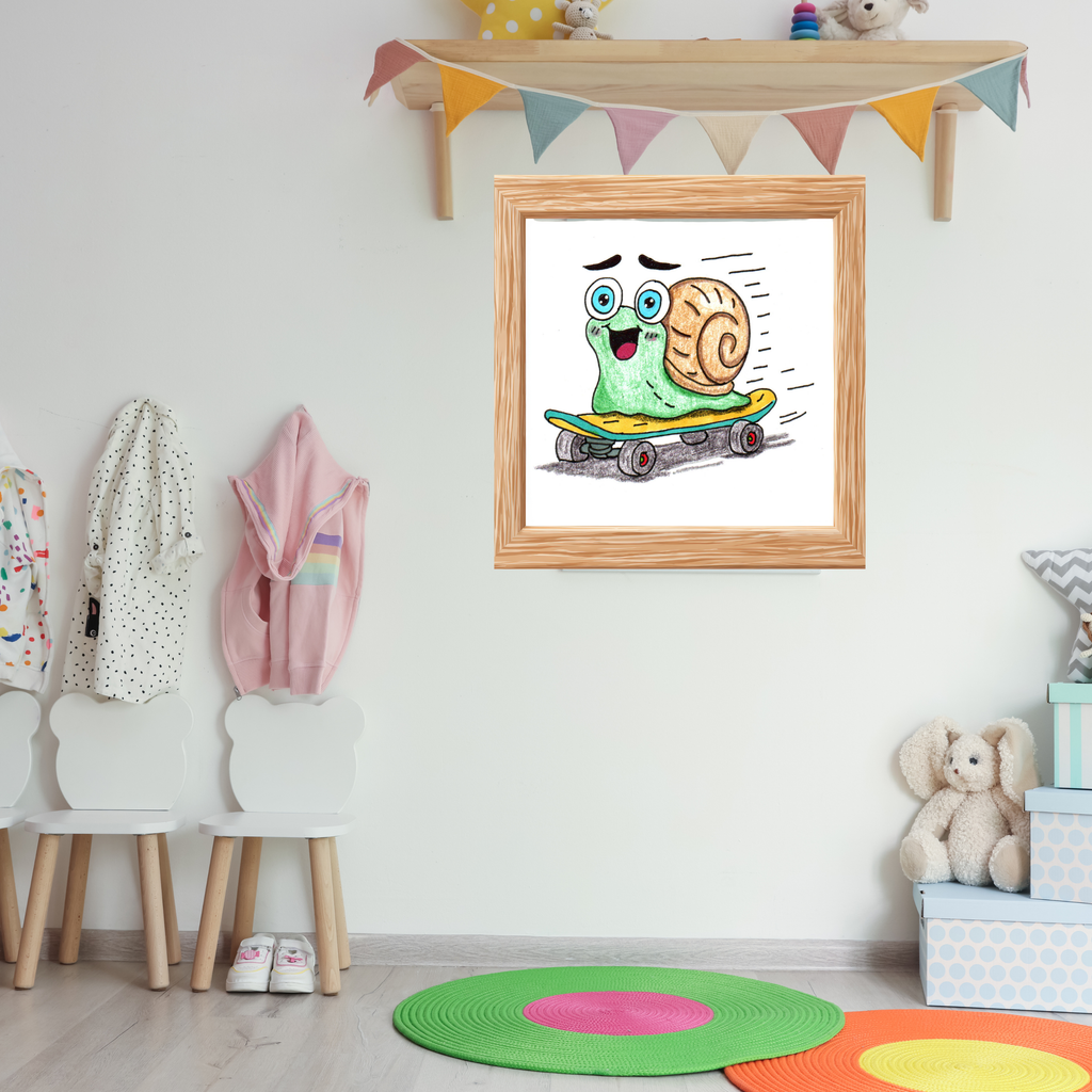 She Found Her Speed | Hand Drawn Snail Print | Cute Skateboard Snail Wall Art