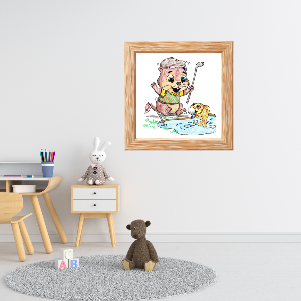Gopher Finds His Golf Ball Print | Cute Golf Wall Art