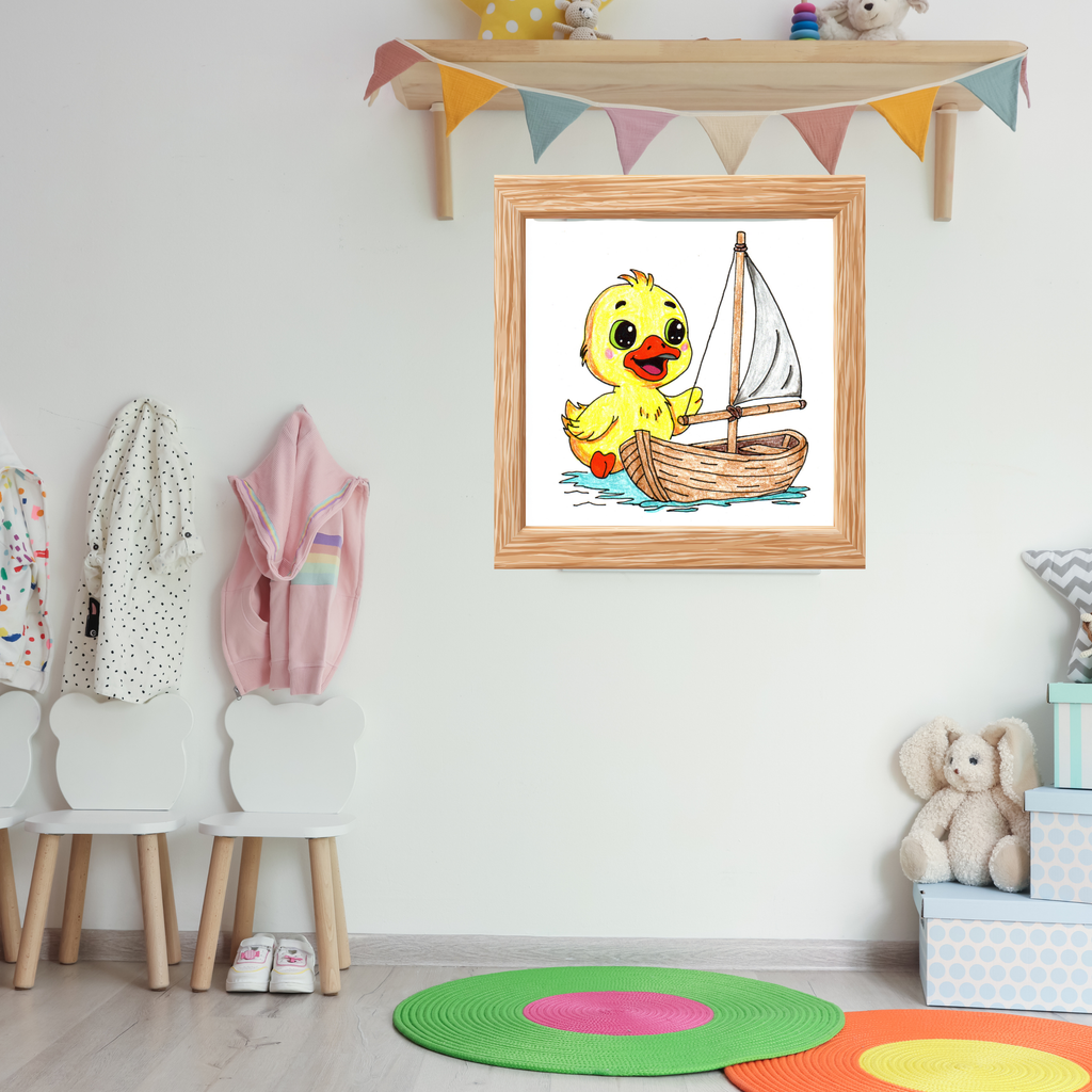 Happy Duckling with Repaired Boat Print | Hand Drawn Lost & Found Critter Wall Art