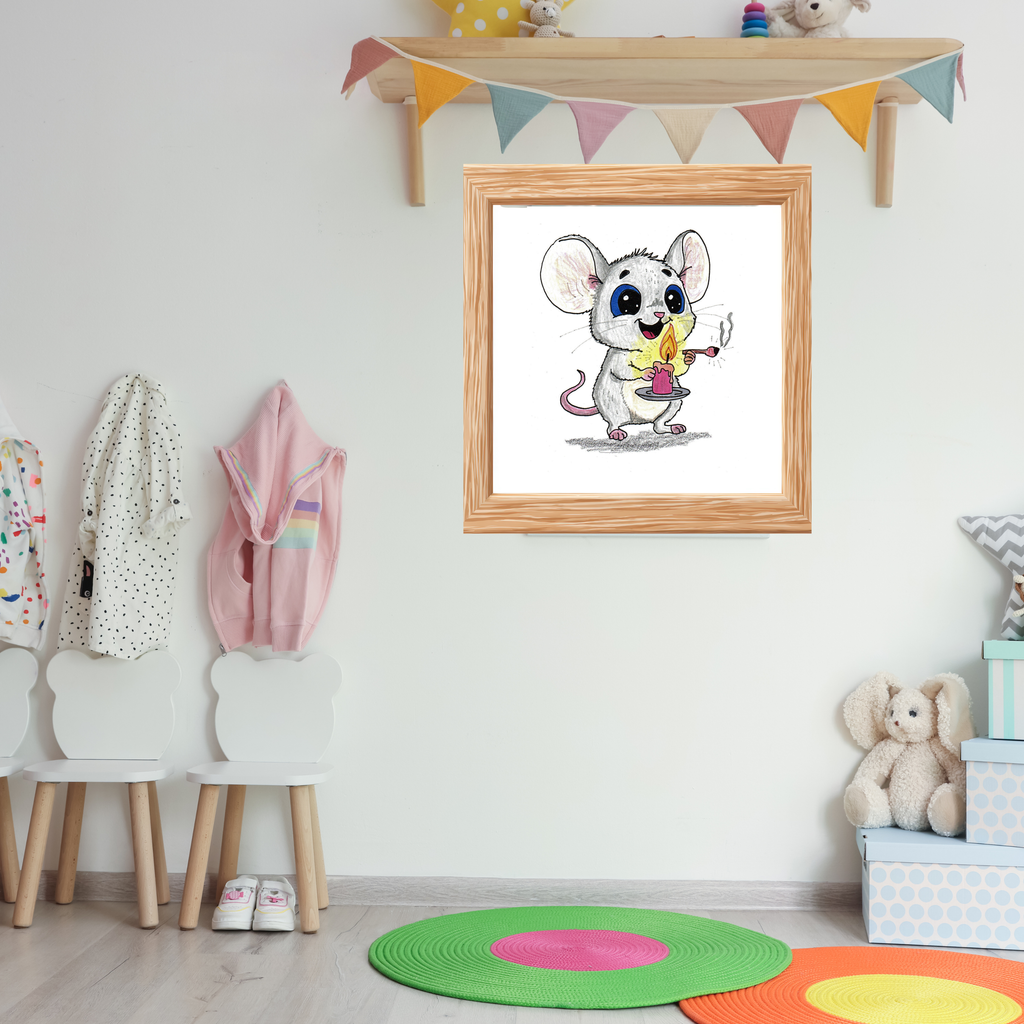 Mouse Found His Light Art Print | Lost & Found Critter Wall Decor | Hand Drawn Mouse Illustration