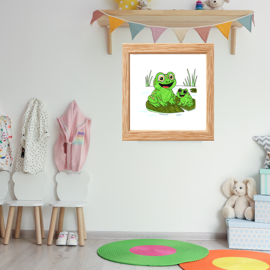 Lilly Pad New Frog Meets New Friend - Pond Printable Nursery Artwork Download