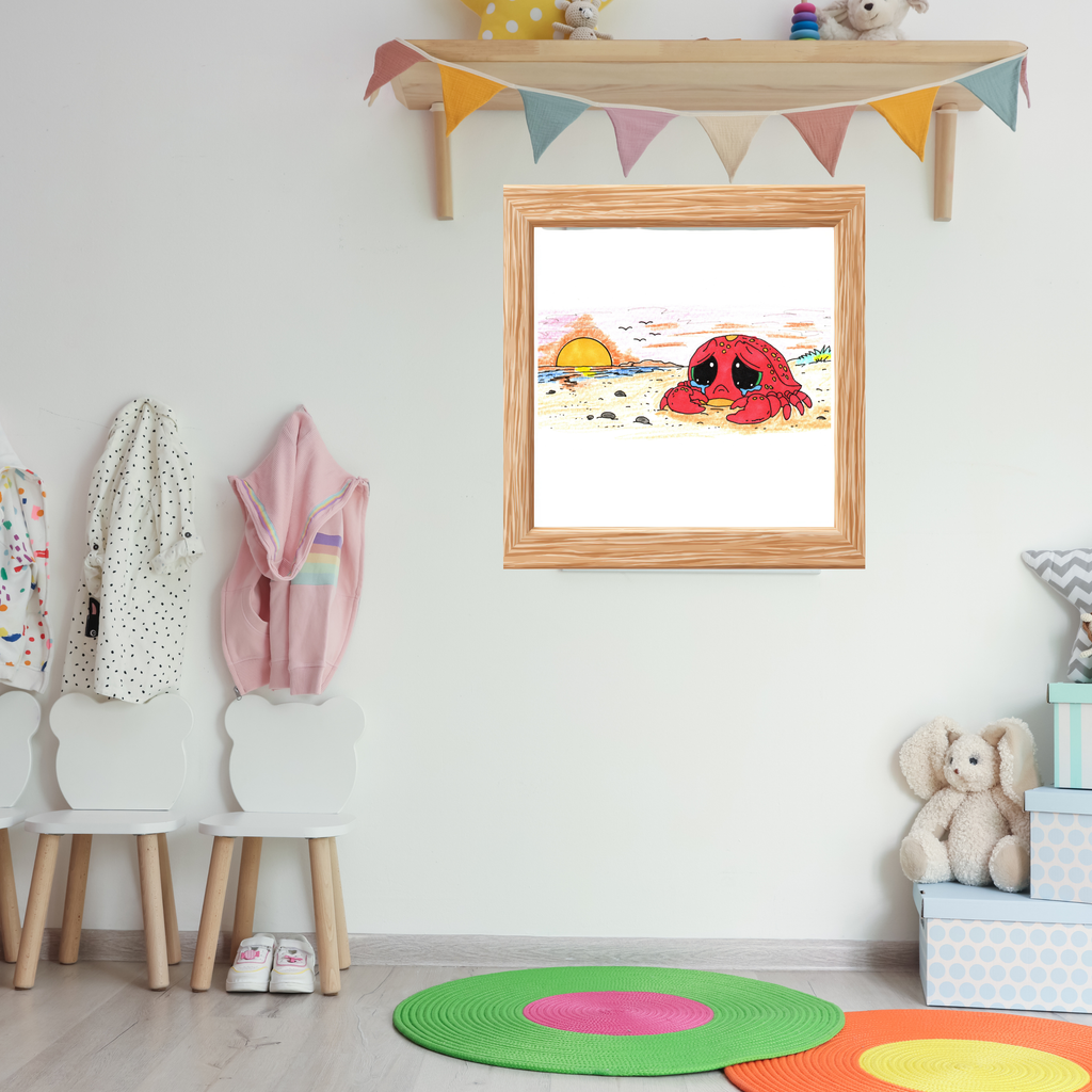 Crab - Sad Crab Searched all Day Print, Hand Drawn Crab Wall Art, Whimsical Nursery Decor, Woodland Animal Illustration