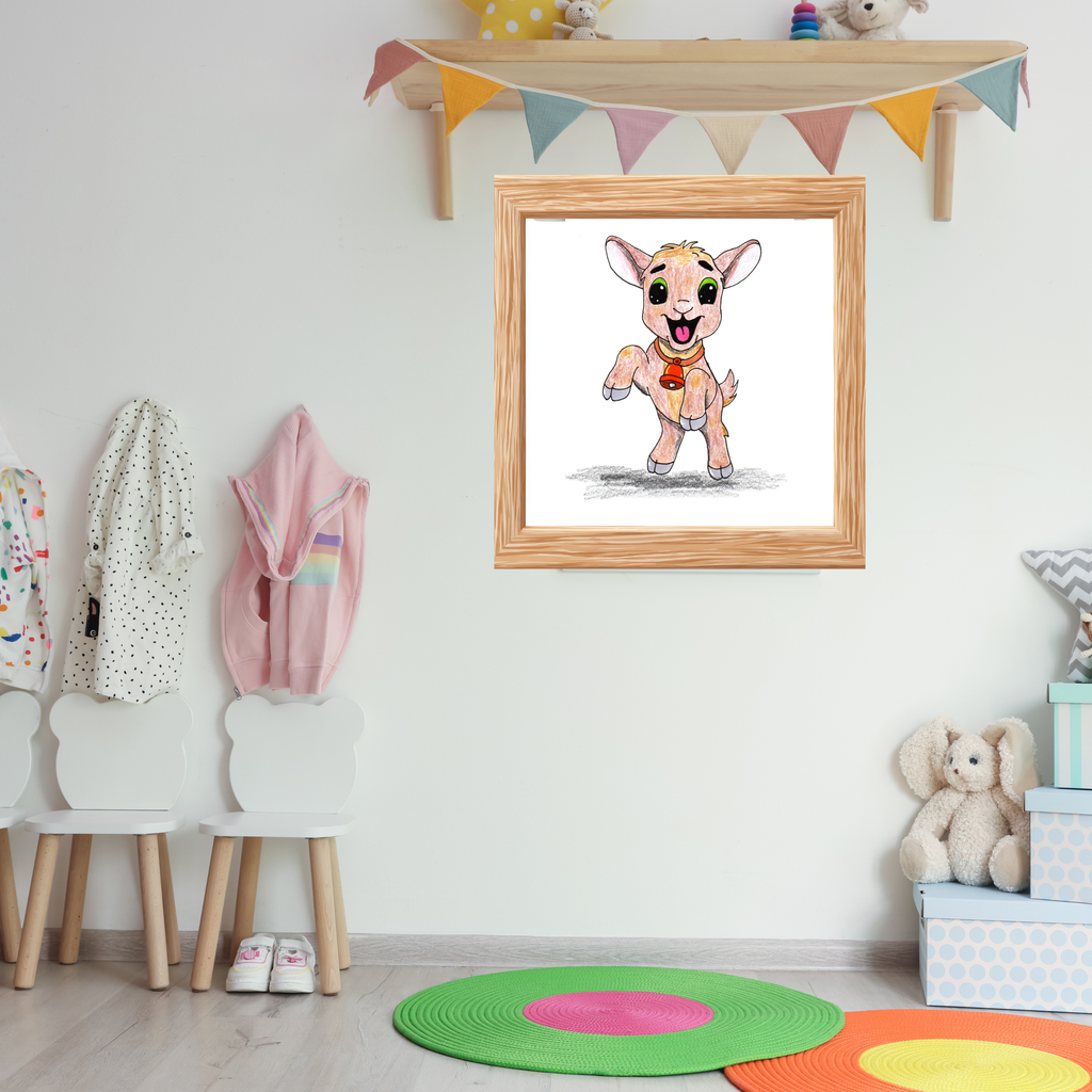 Lost & Found Goat Print | She Found Her Bell Farm Animal Wall Art | Hand Drawn Critter Decor