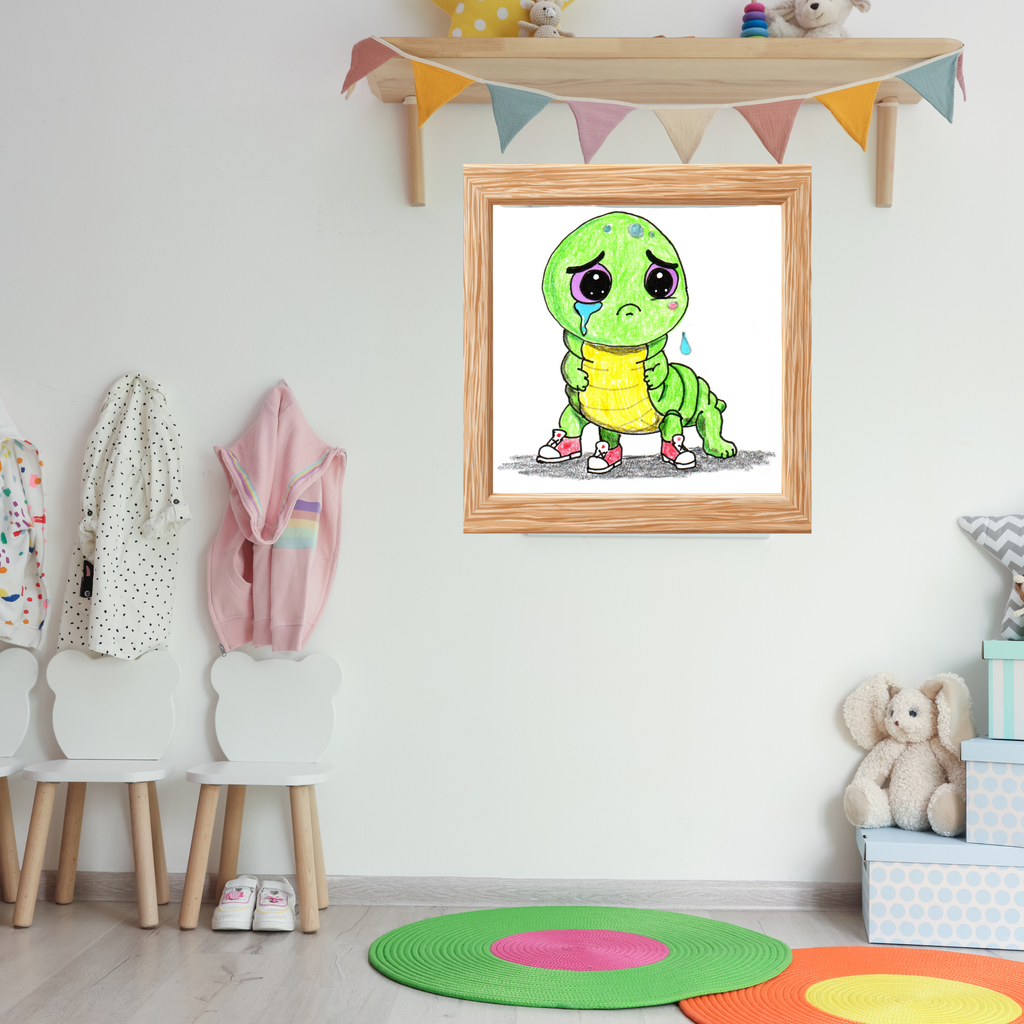 Lost Shoe Inchworm Print | Hand Drawn Cute Inchworm Wall Art