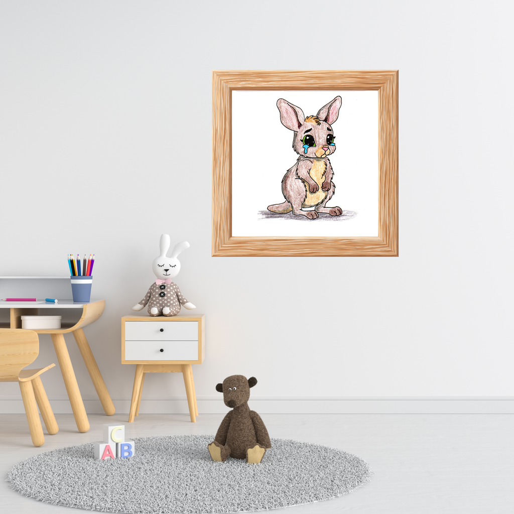 Joey Lost Her Mom | Hand-Drawn Baby Kangaroo Art Print | Cute Wall Decor