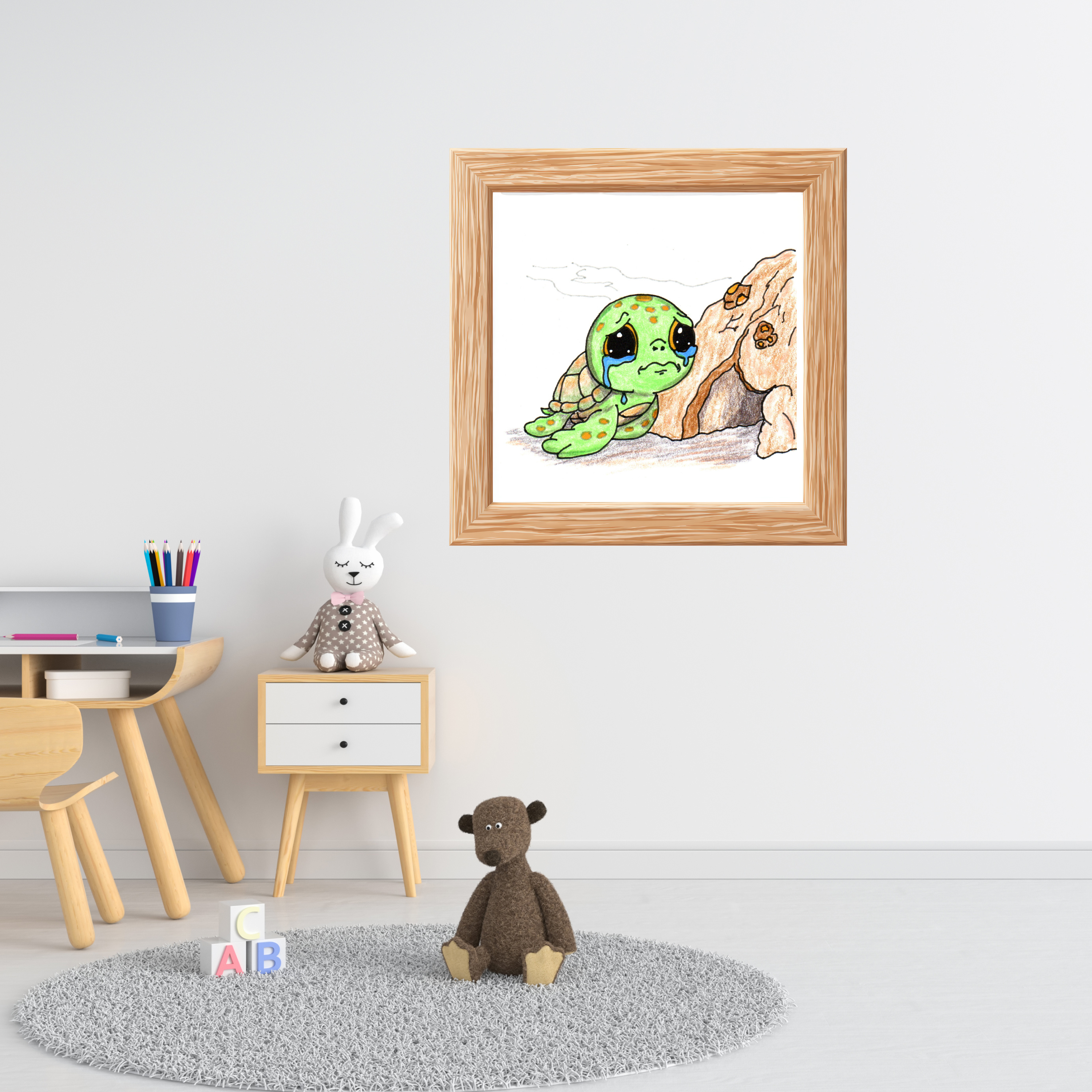 Sea Turtle Lost Her Best Friend | Hand Drawn Ocean Animal Print