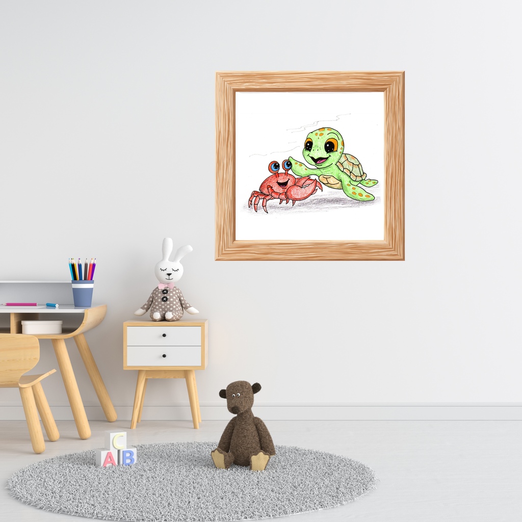 Sea Turtle Found Her Best Friend | Hand Drawn Ocean Animal Print