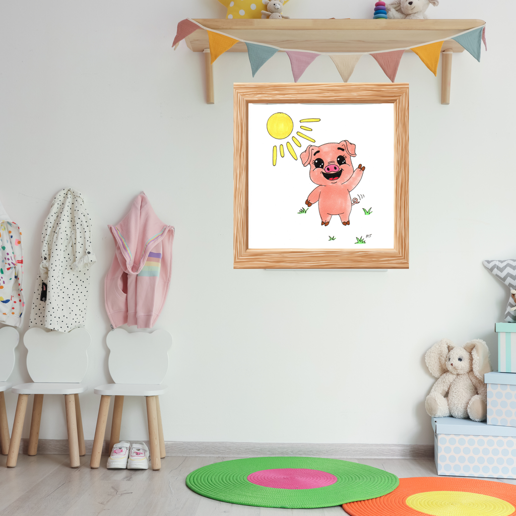 Penny Found Her Sunshine , Hand Drawn Farm Animal Wall Art,  Whimsical Country Illustration