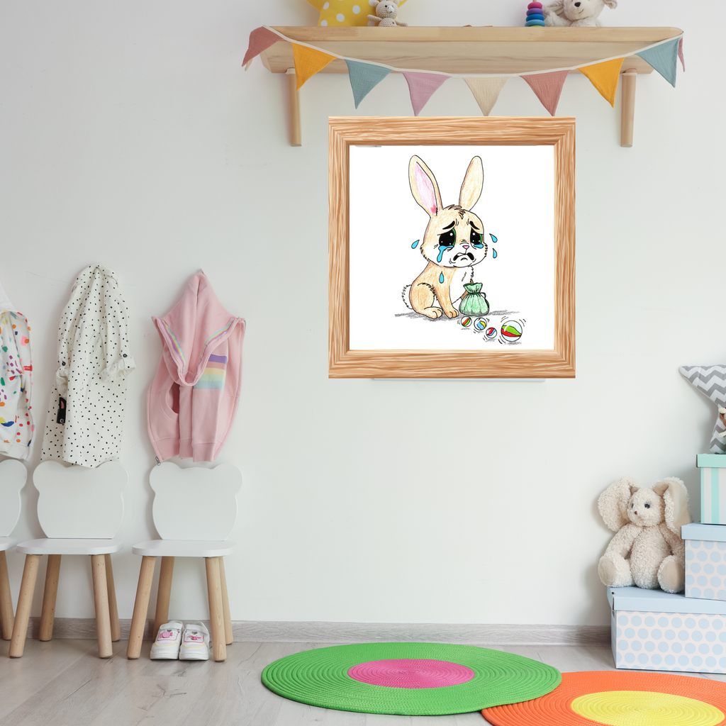 Lost Her Marbles Rabbit Art Print | Hand Drawn Bunny Wall Decor |