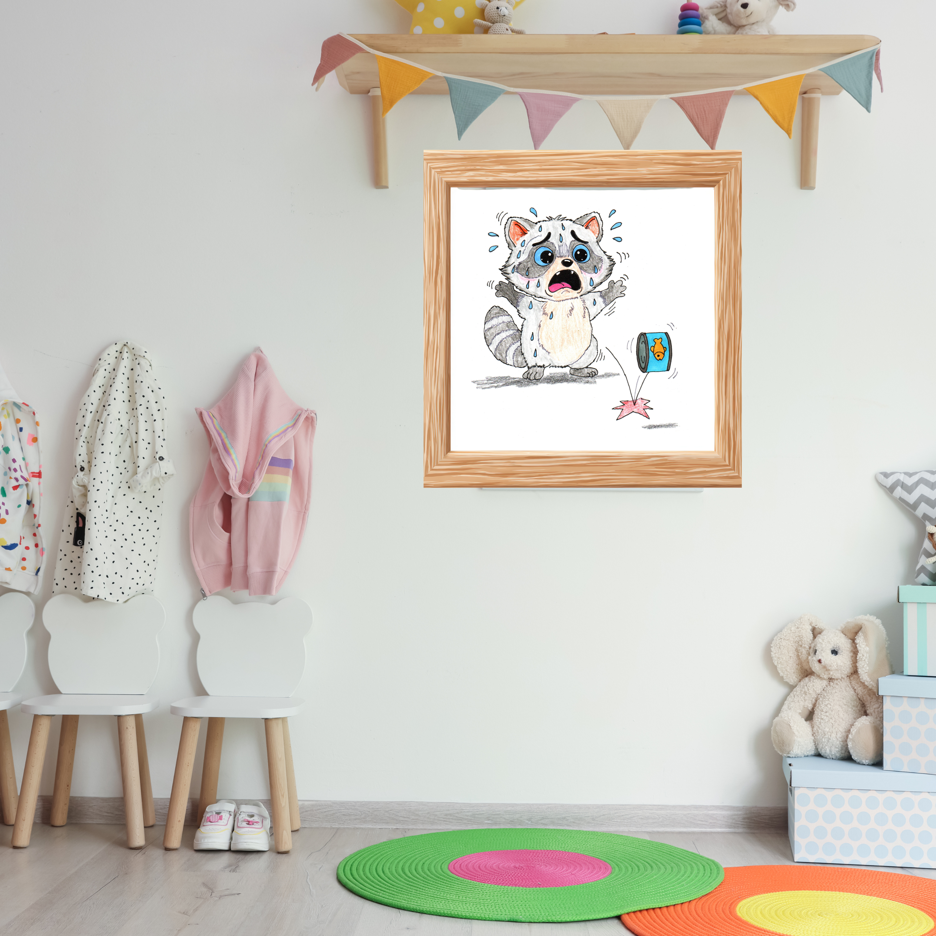 Lost Tuna Can Raccoon Print | Hand Drawn Raccoon Wall Art | Lost and Found Critter
