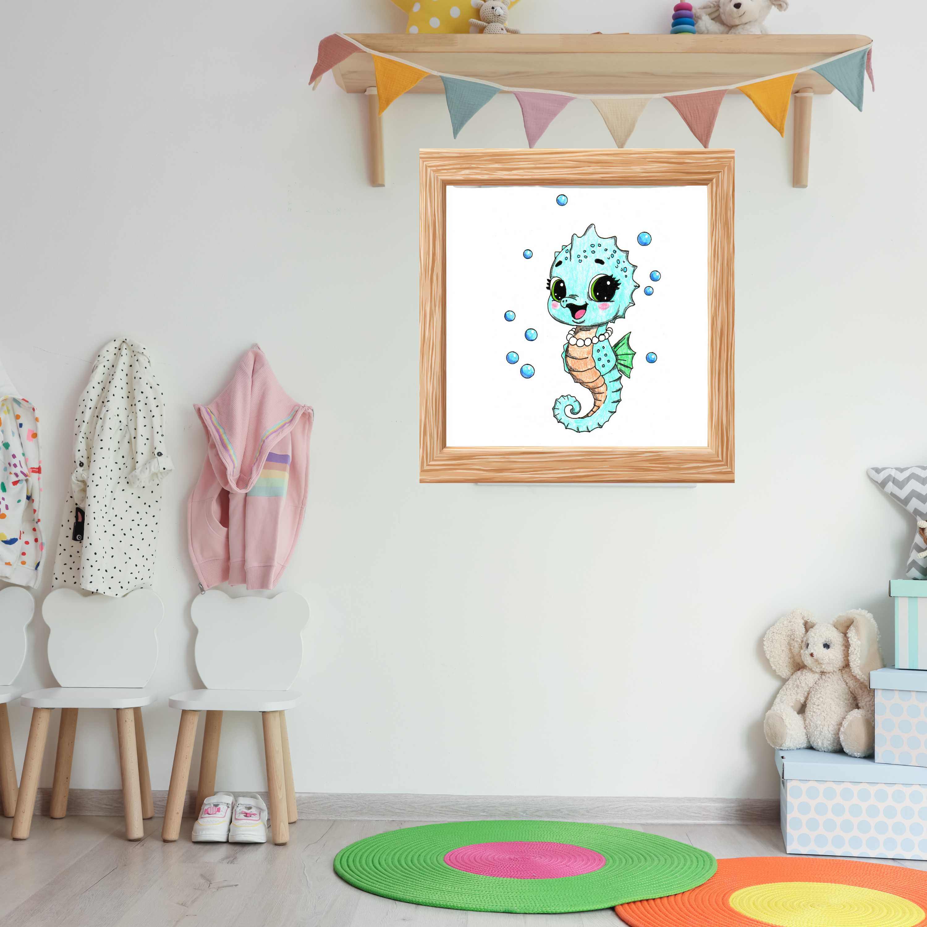 She Found Every Pearl! Seahorse Art Print | Hand-Drawn Seahorse Gift