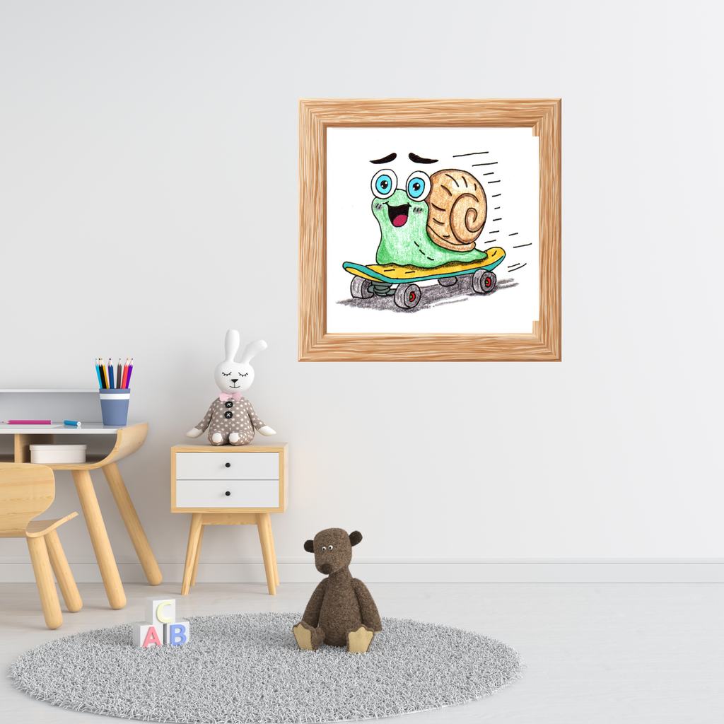 She Found Her Speed | Hand Drawn Snail Print | Cute Skateboard Snail Wall Art