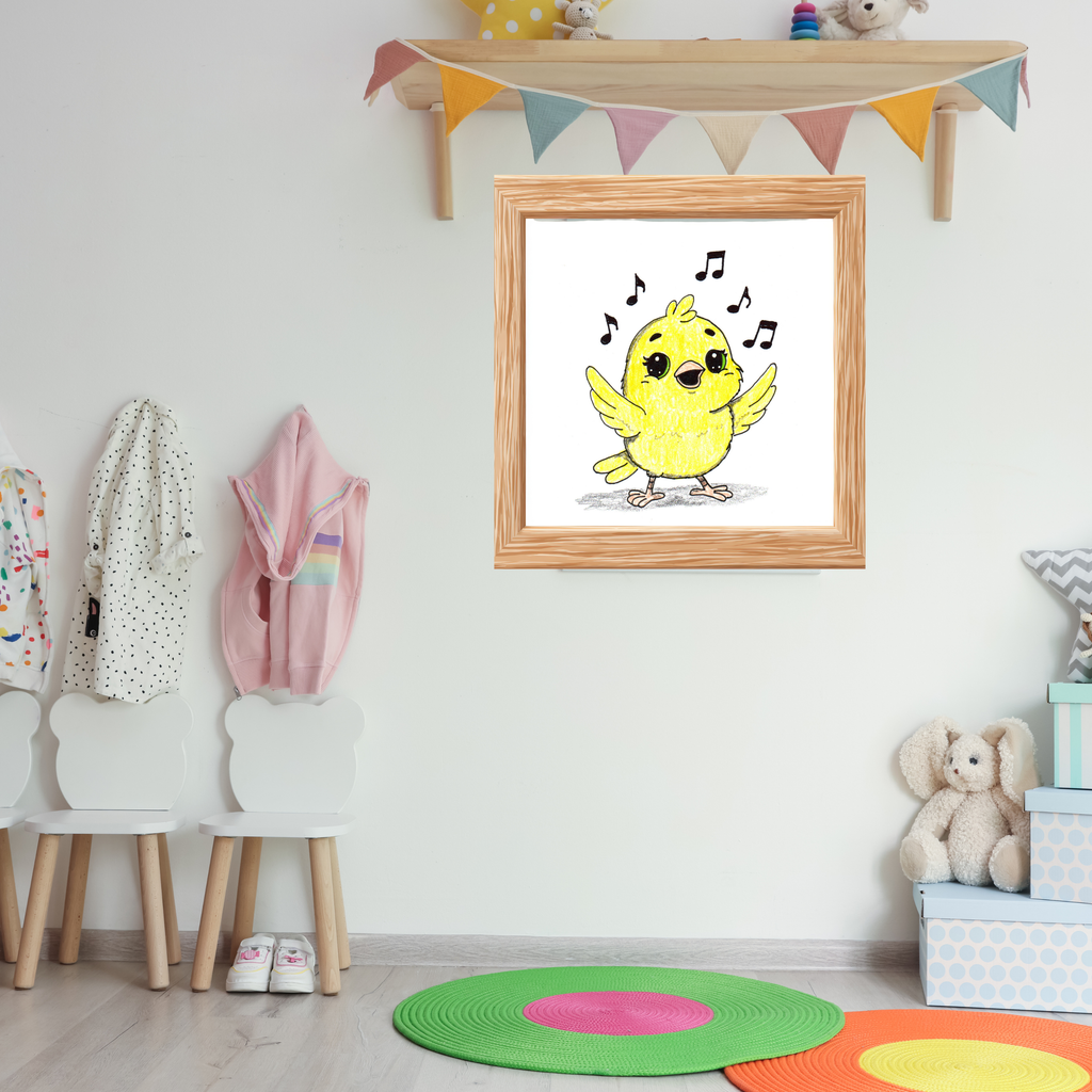 Happy Canary Found Her Song Art Print | Hand Drawn Bird Wall Decor |