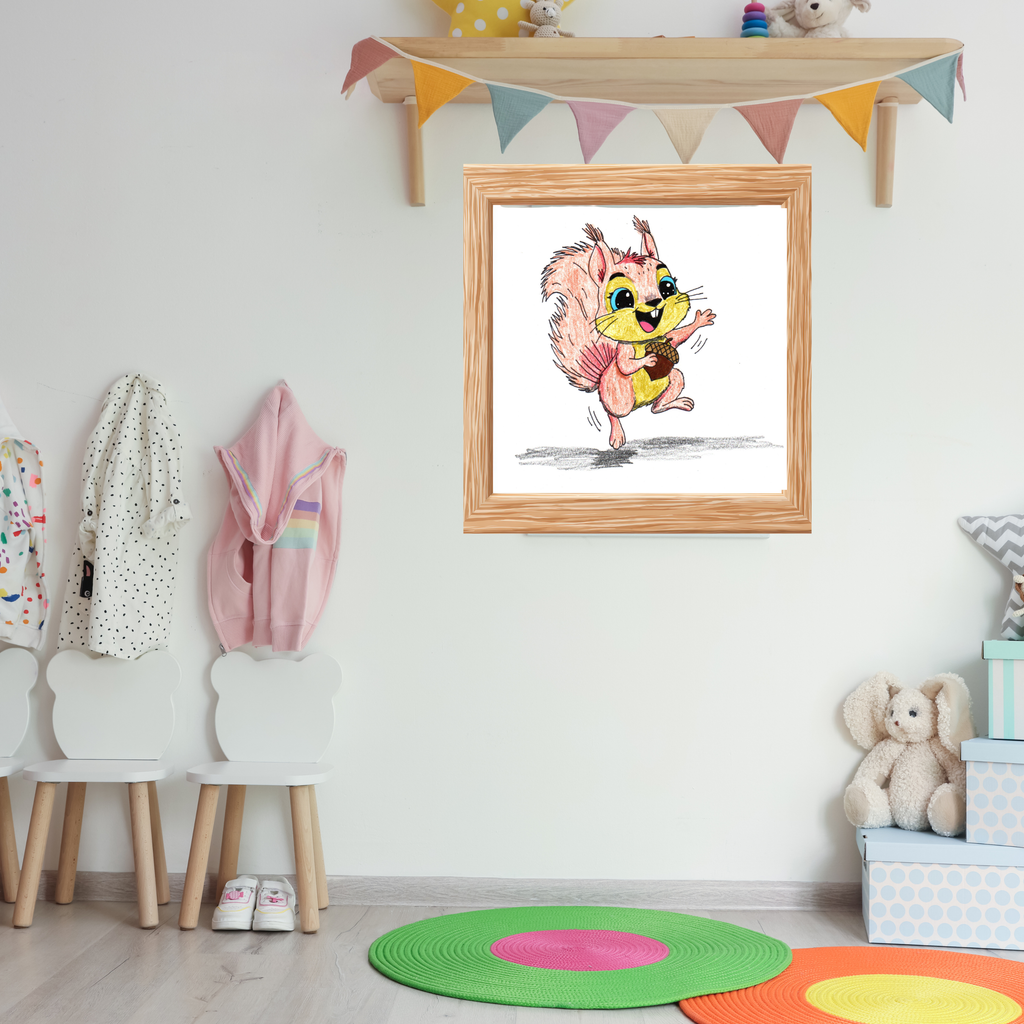 Lost & Found Squirrel Print | She Found a Nut Woodland Animal Wall Art | Hand Drawn Critter Decor