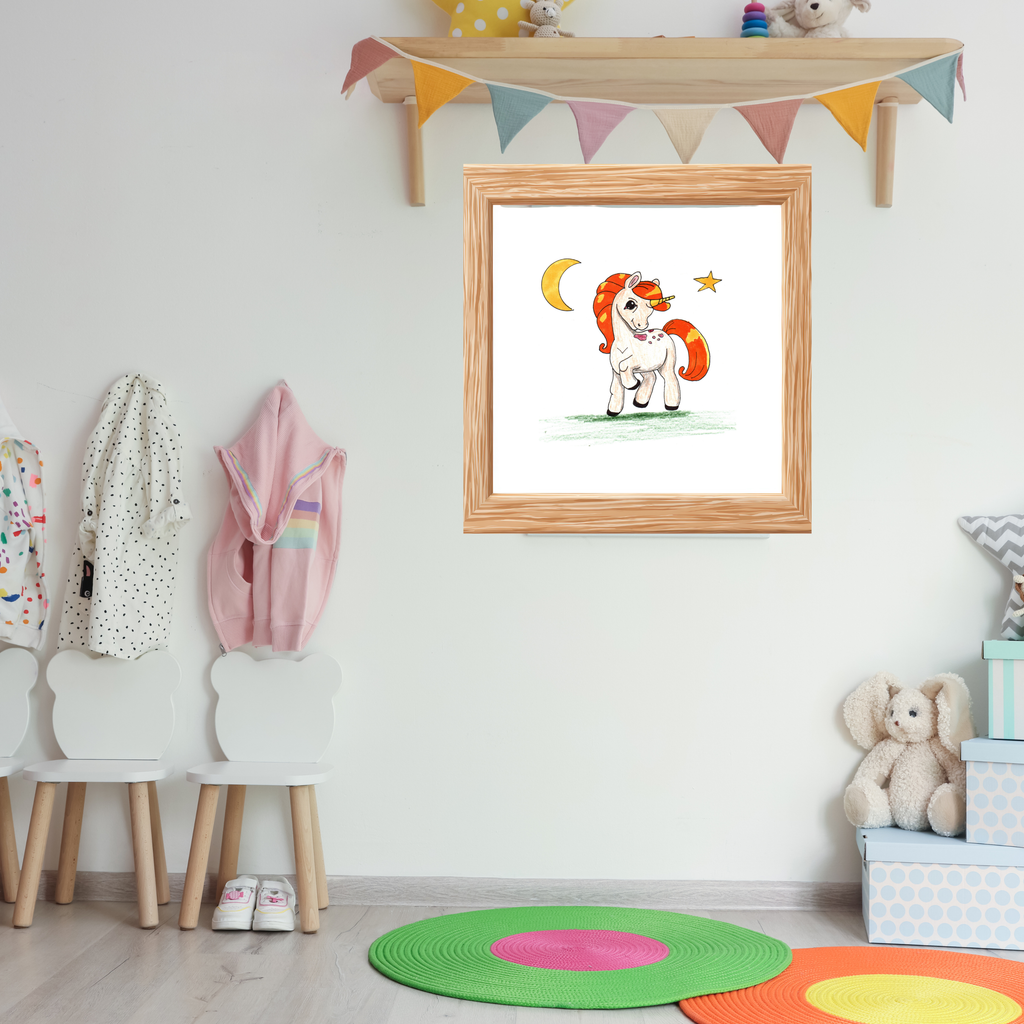Unicorn Prancing Poster, Nursery Wall Art, Cute Animal Illustration Print