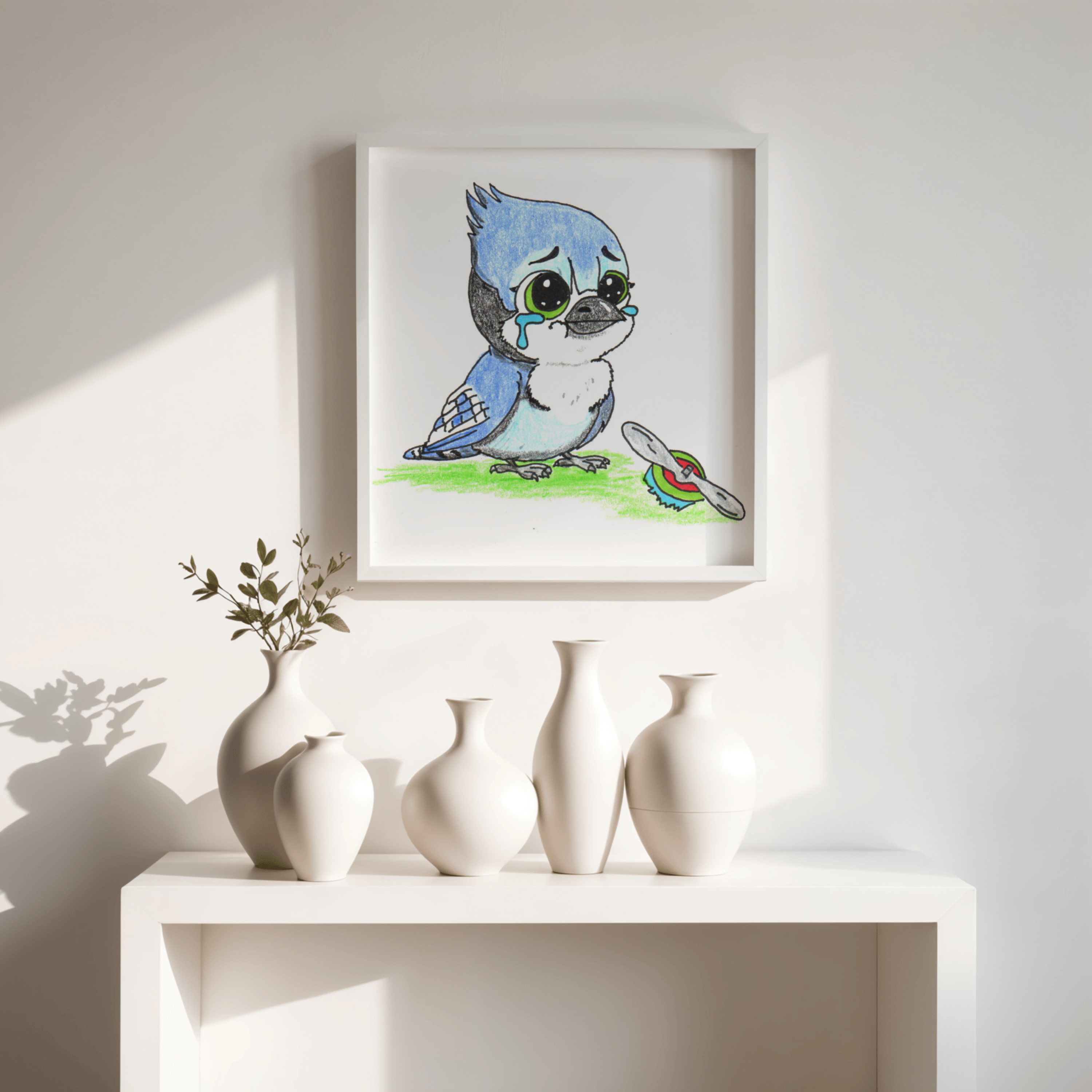 Blue Jay Lost His Airplane | Lost & Found Critters | Hand Drawn Bird Art Print