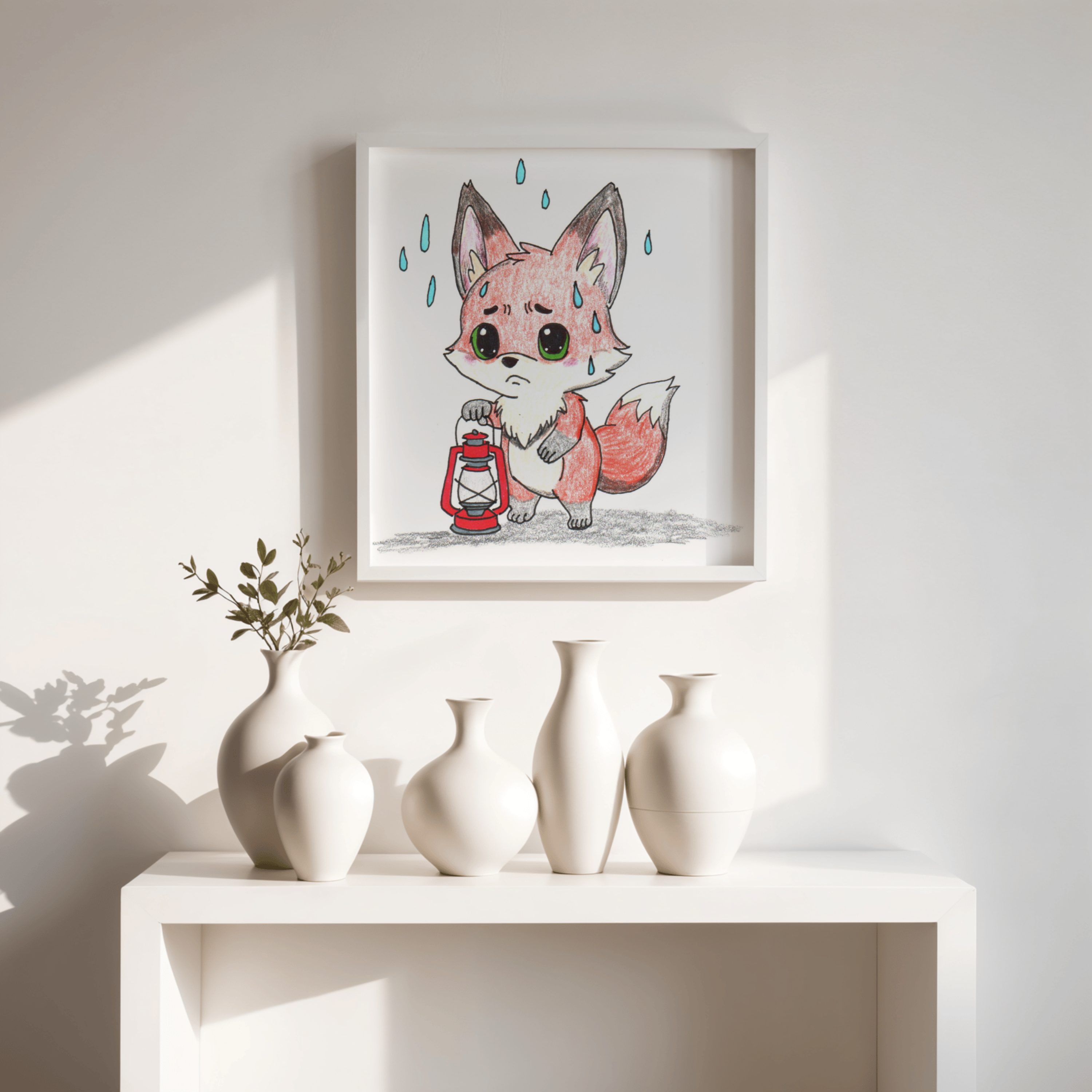 Lost Her Fire Fox Art Print | Hand Drawn Woodland Fox Wall Art | Lost & Found Critters