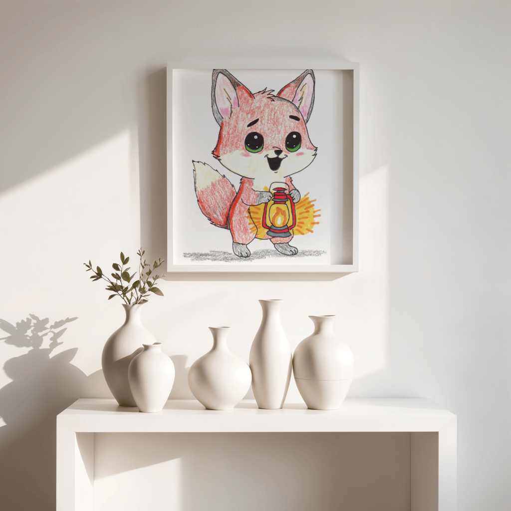 Found Her Fire Fox Art Print | Hand Drawn Woodland Fox Wall Art | Lost & Found Critters