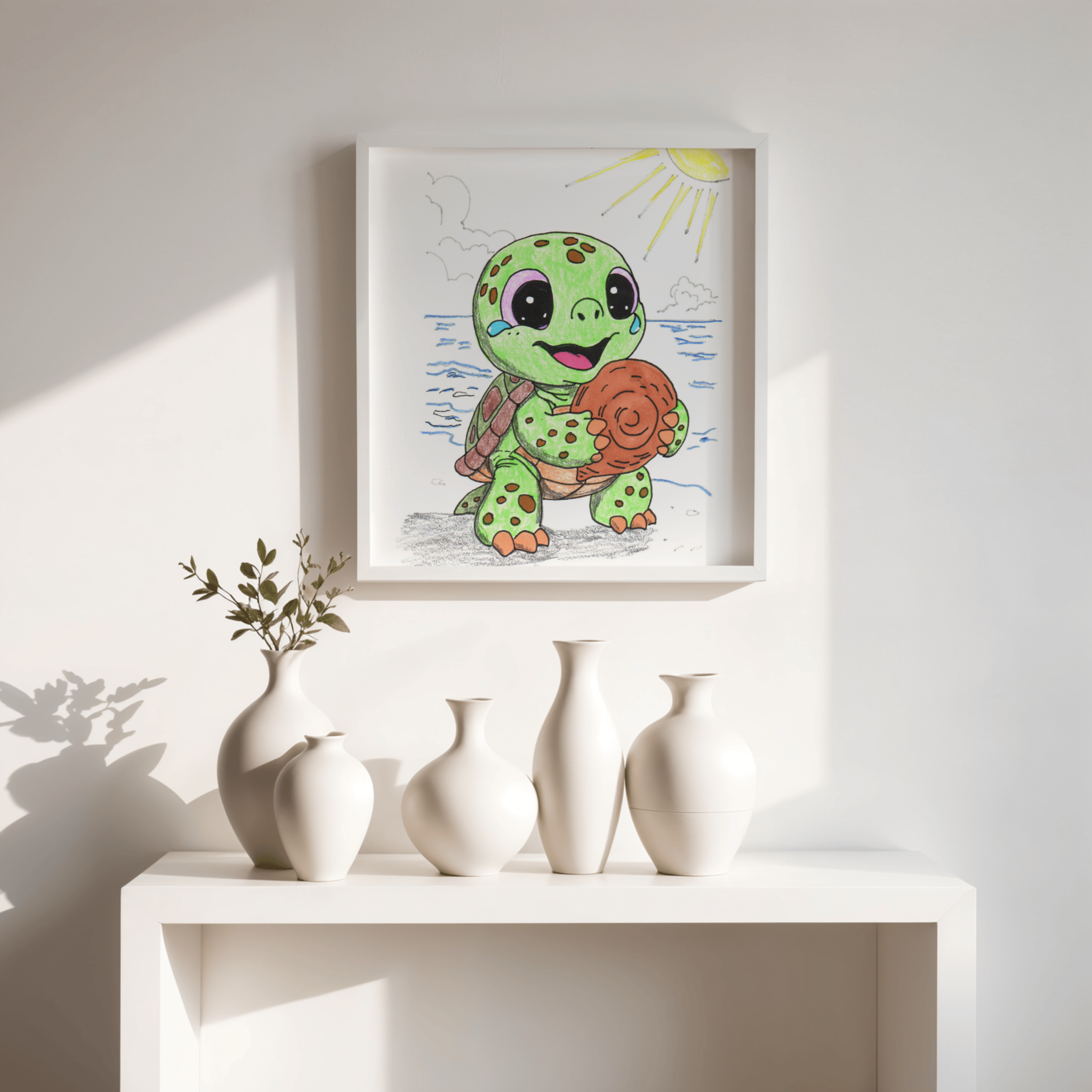 Sea Turtle Found Her Shell Print, Ocean Nursery Story Wall Decor