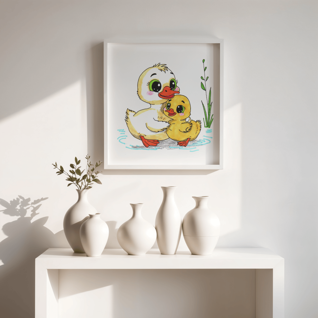 Found Her Mama Duckling Print | Cute Duck Family Wall Art | Lost & Found Critters