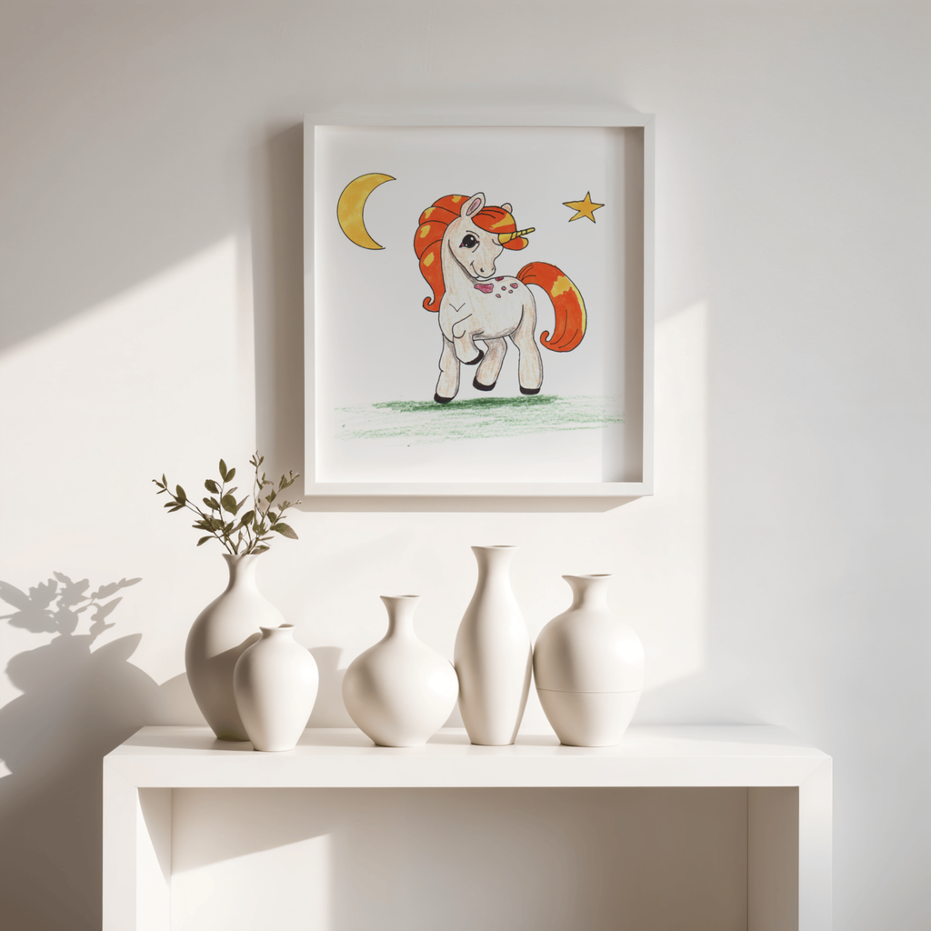 Unicorn Prancing Poster, Nursery Wall Art, Cute Animal Illustration Print