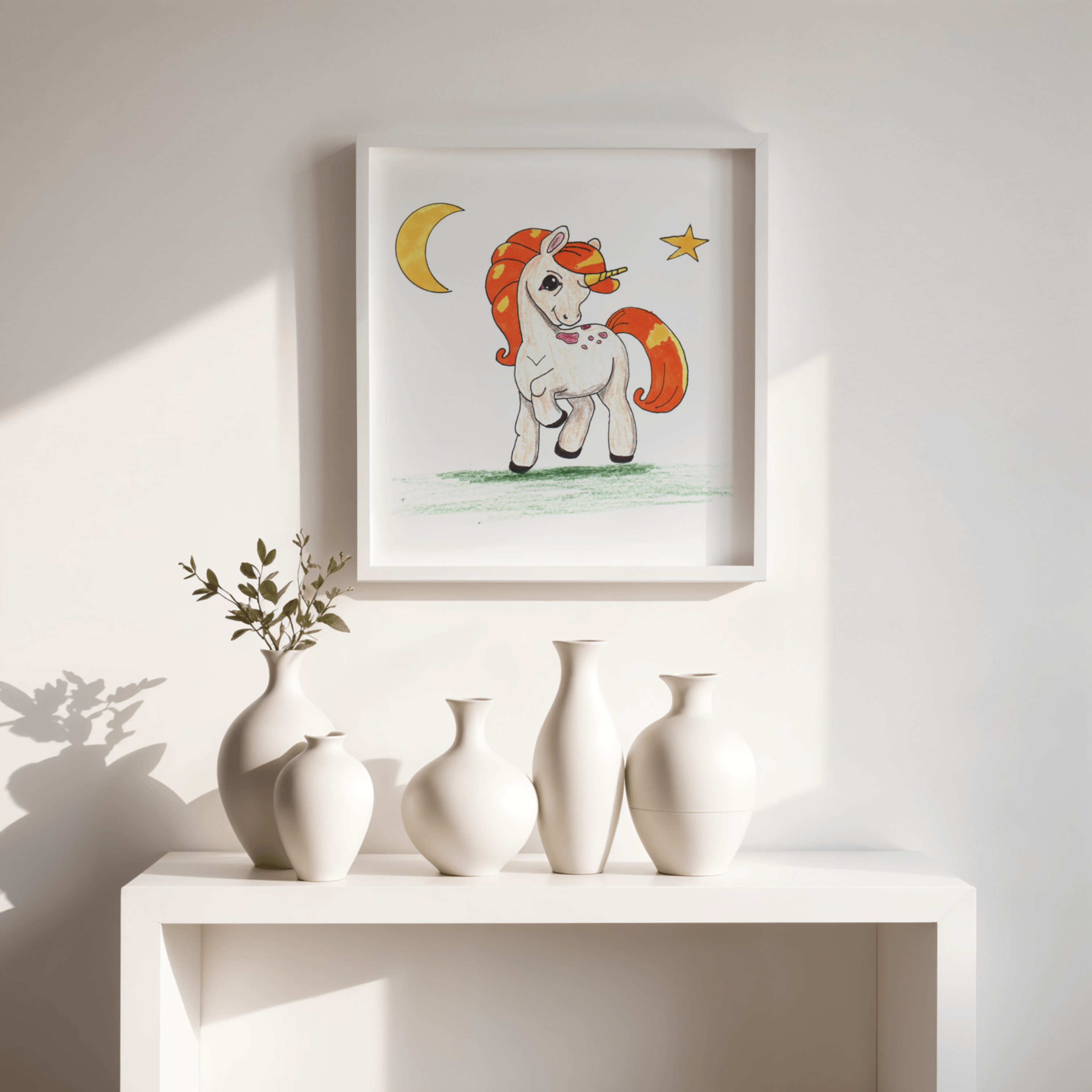 Unicorn Prancing Poster, Nursery Wall Art, Cute Animal Illustration Print