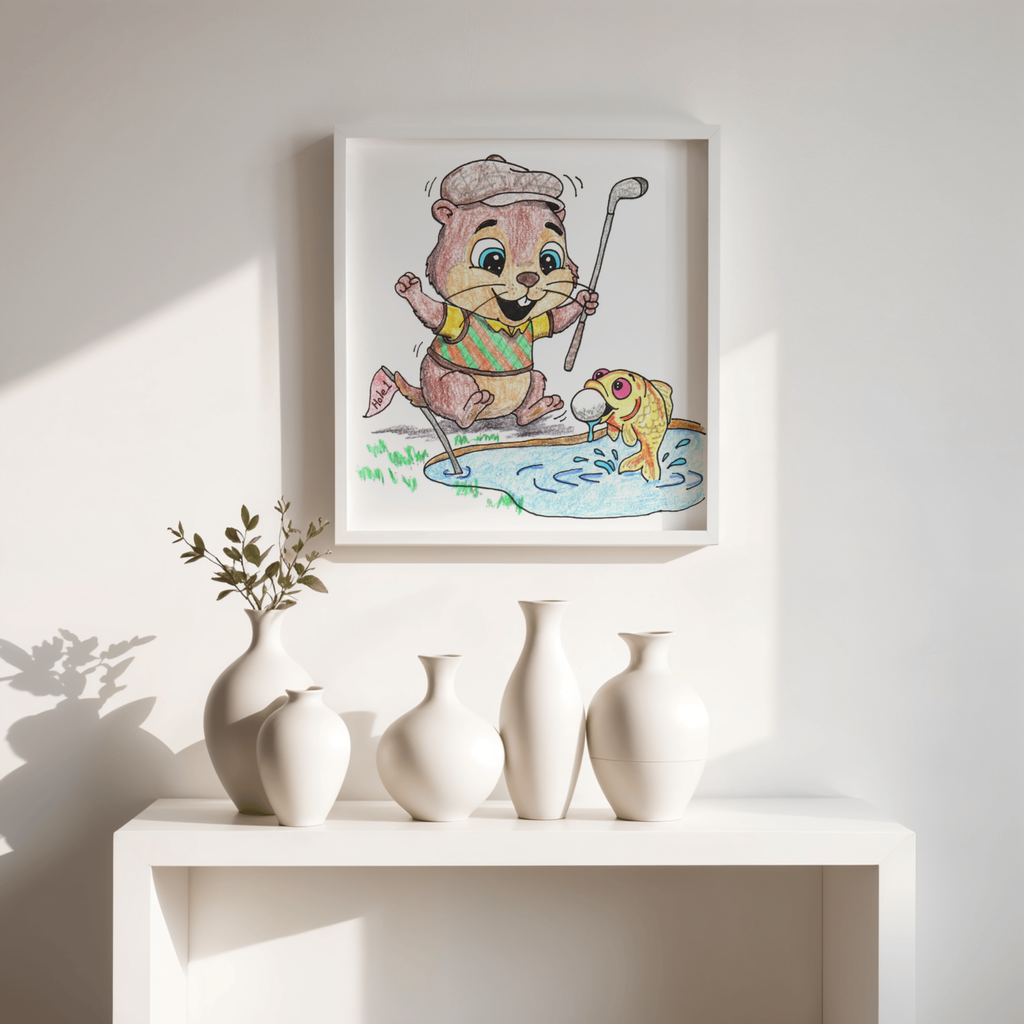 Gopher Finds His Golf Ball Print | Cute Golf Wall Art