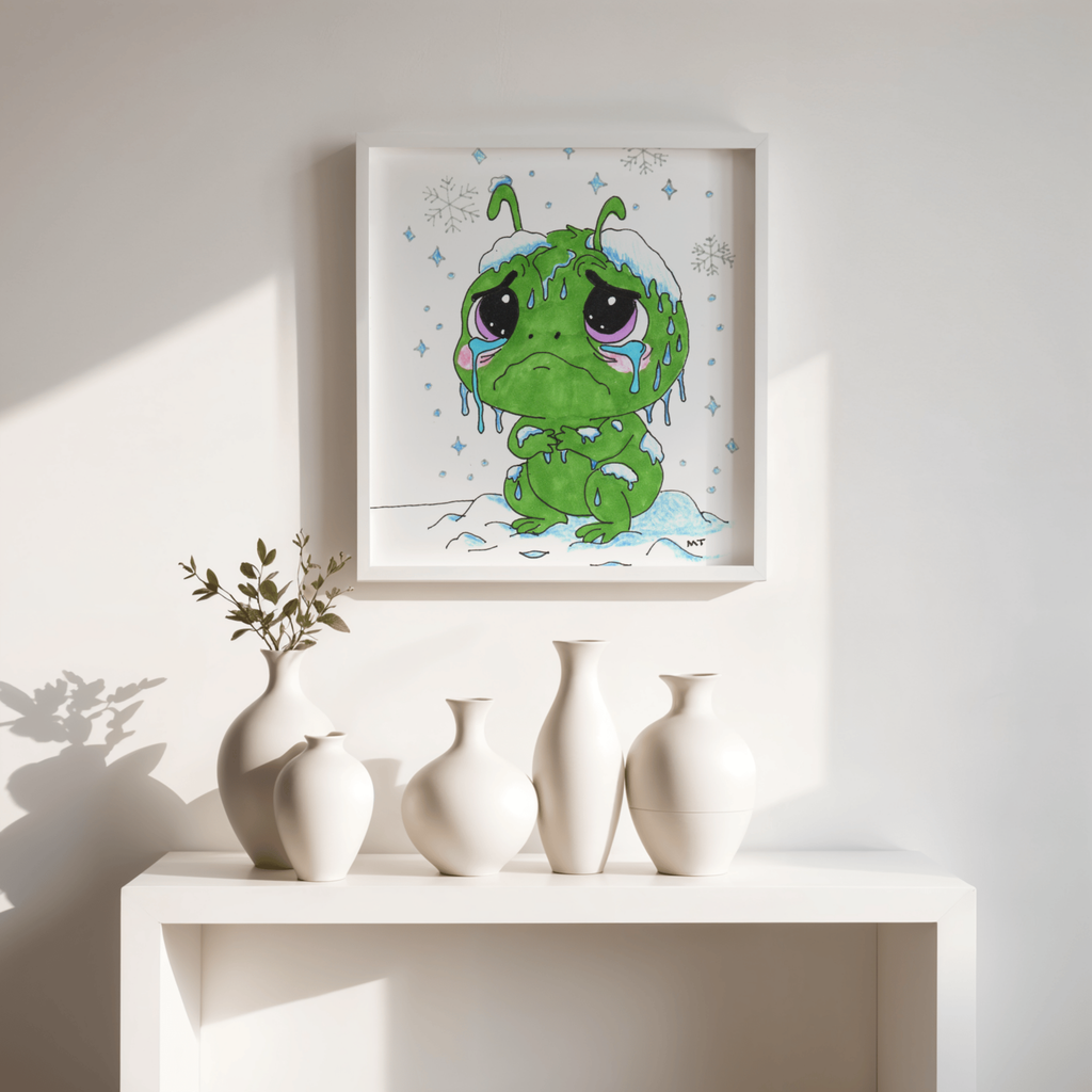 Bob the Snow Bug Wall Art | Sad Cute Bug Print