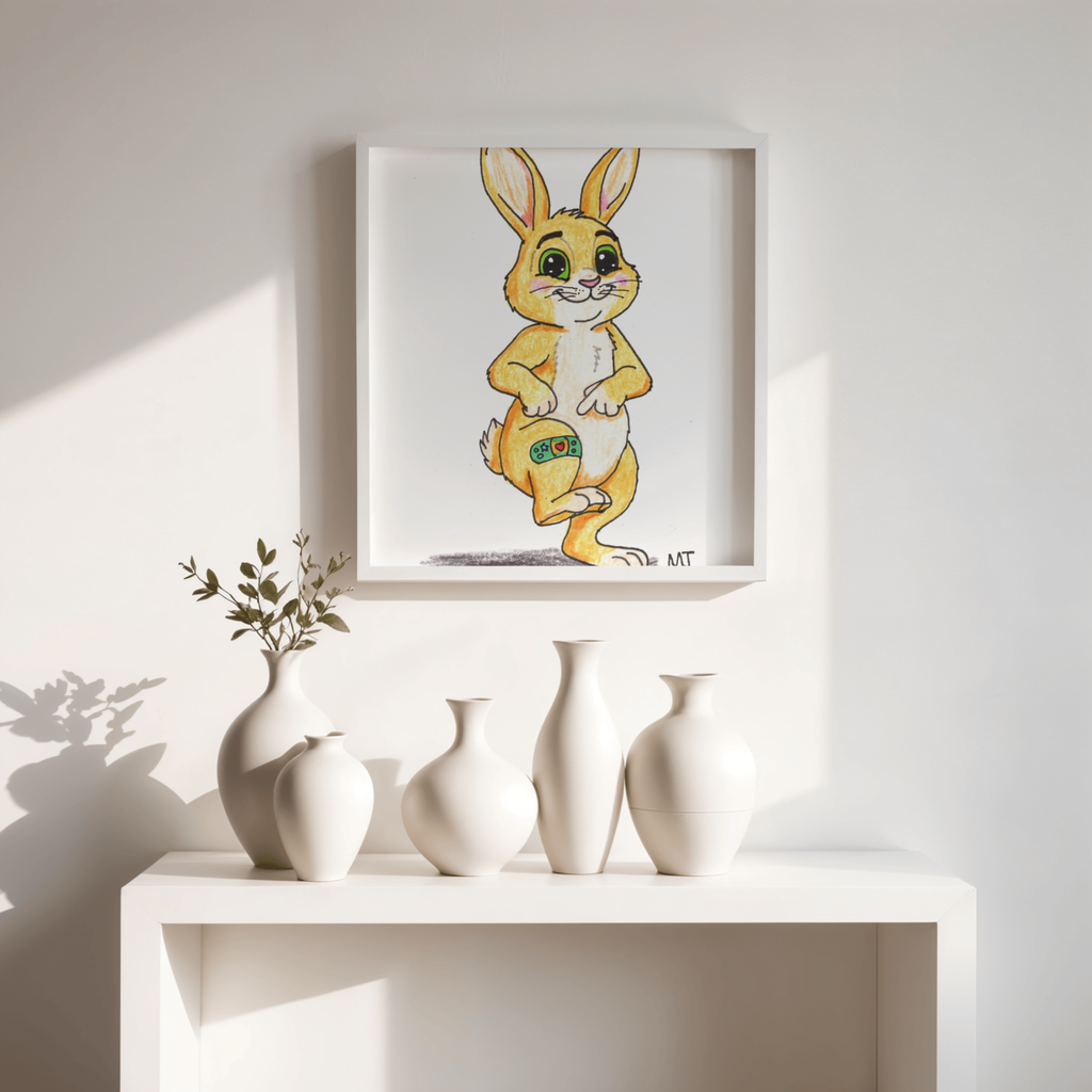 Brave Little Critters Hurt Bunny Print | Bunny with Bandage Wall Art |