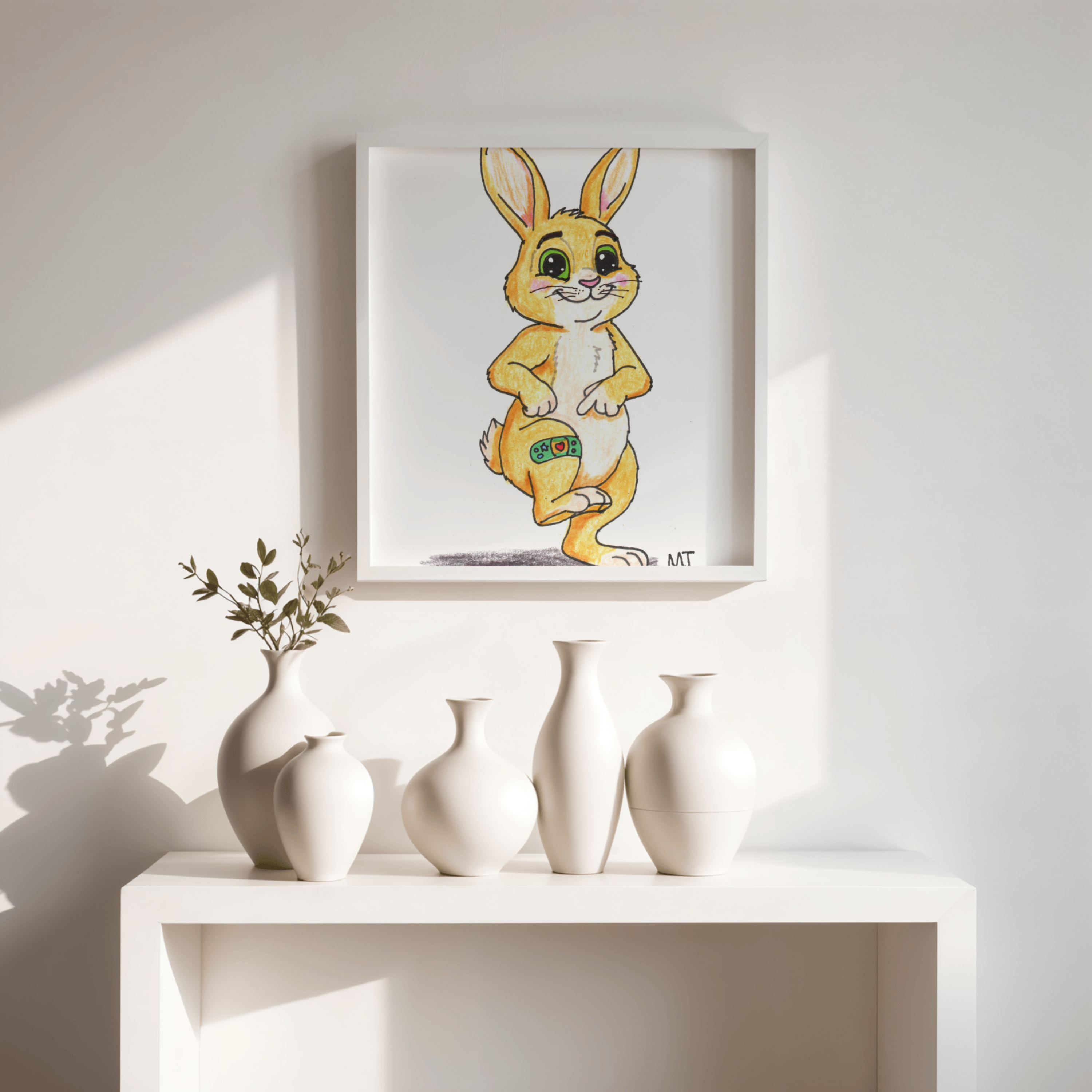 Brave Little Critters Hurt Bunny Print | Bunny with Bandage Wall Art |