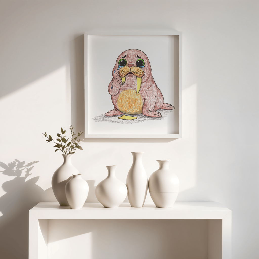 Walrus Broke His Tusk Wall Art Print, First Dentist Visit Decor, Brave Little Critters