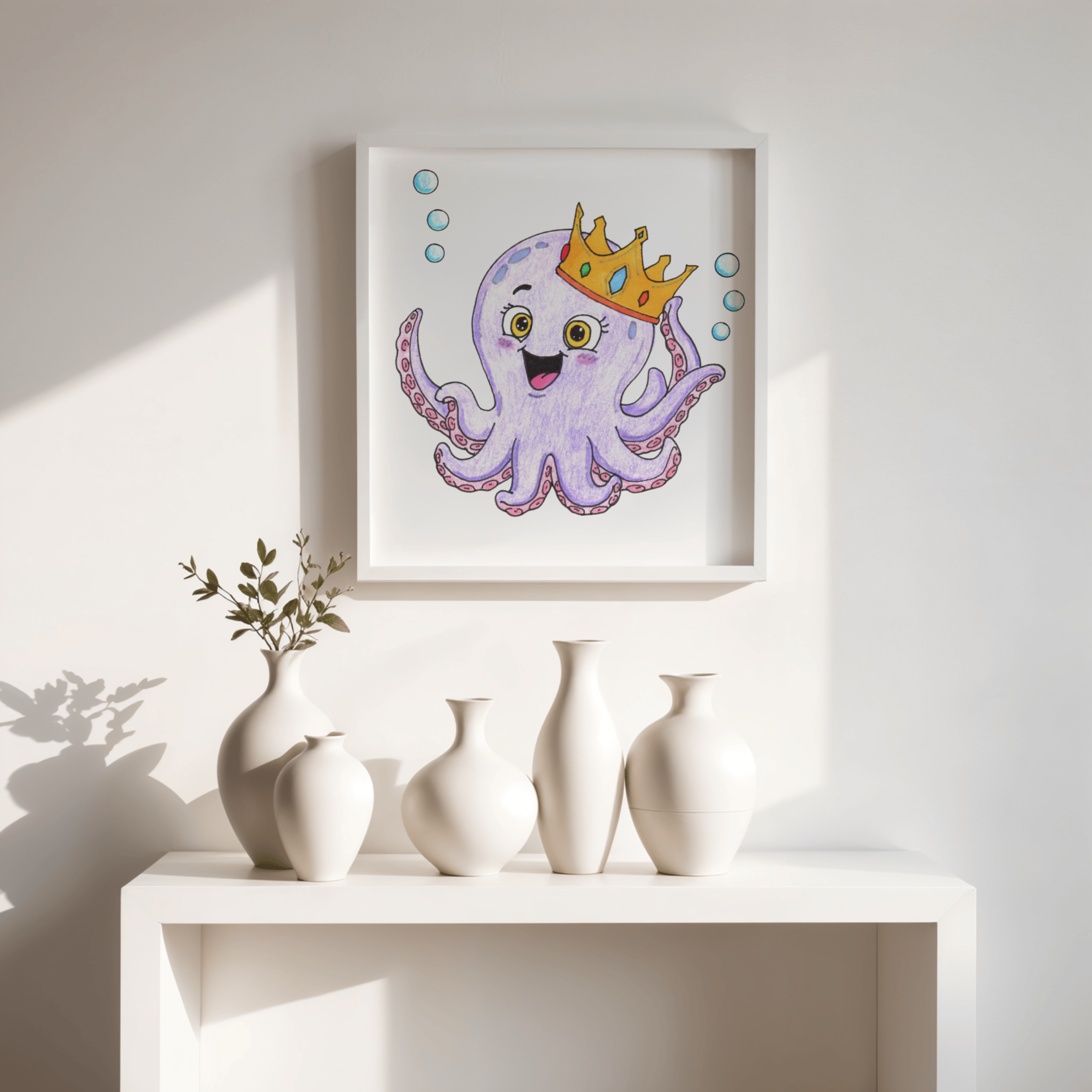 Happy Octopus Got Her Crown Back | Lost & Found Critters Octopus Print