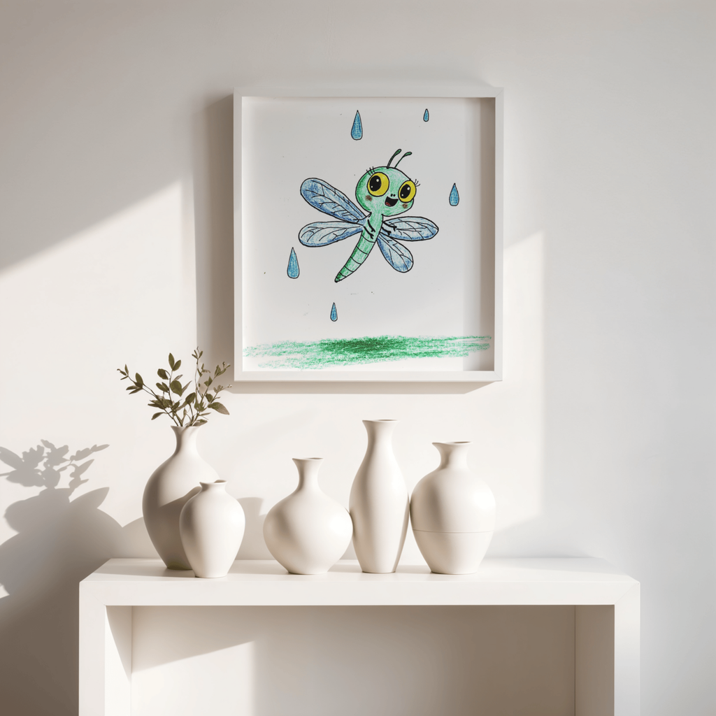 Betsy the Happy Dragonfly Art Print | Cute Dragonfly Nursery Wall Art | Kids Room Nature Decor