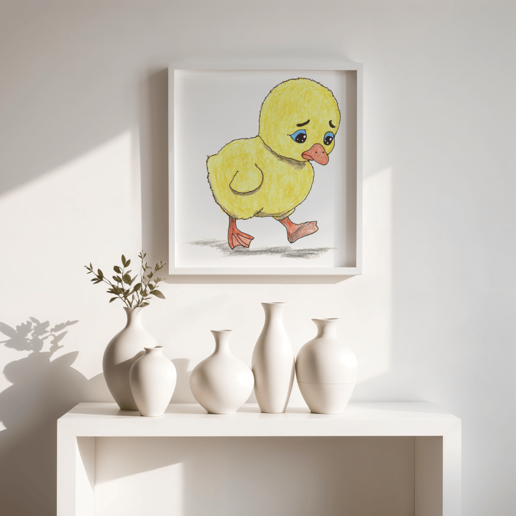Cute Gosling Nursery Print, Baby Goose Wall Art,
