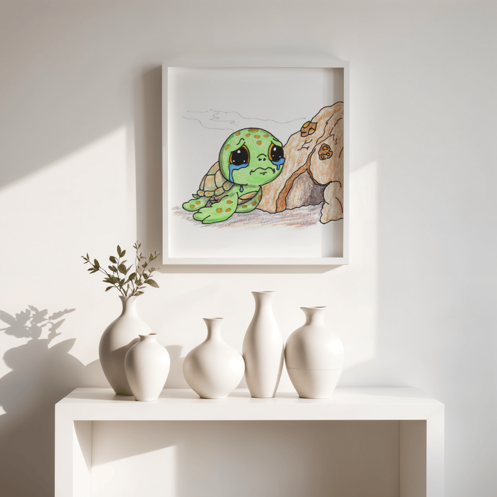 Sea Turtle Lost Her Best Friend | Hand Drawn Ocean Animal Print