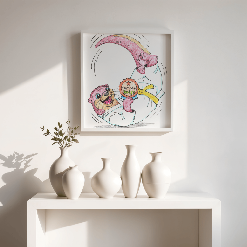 Olive the Tumbling Otter Print | Kids Martial Arts Wall Art | Brave Little Movers
